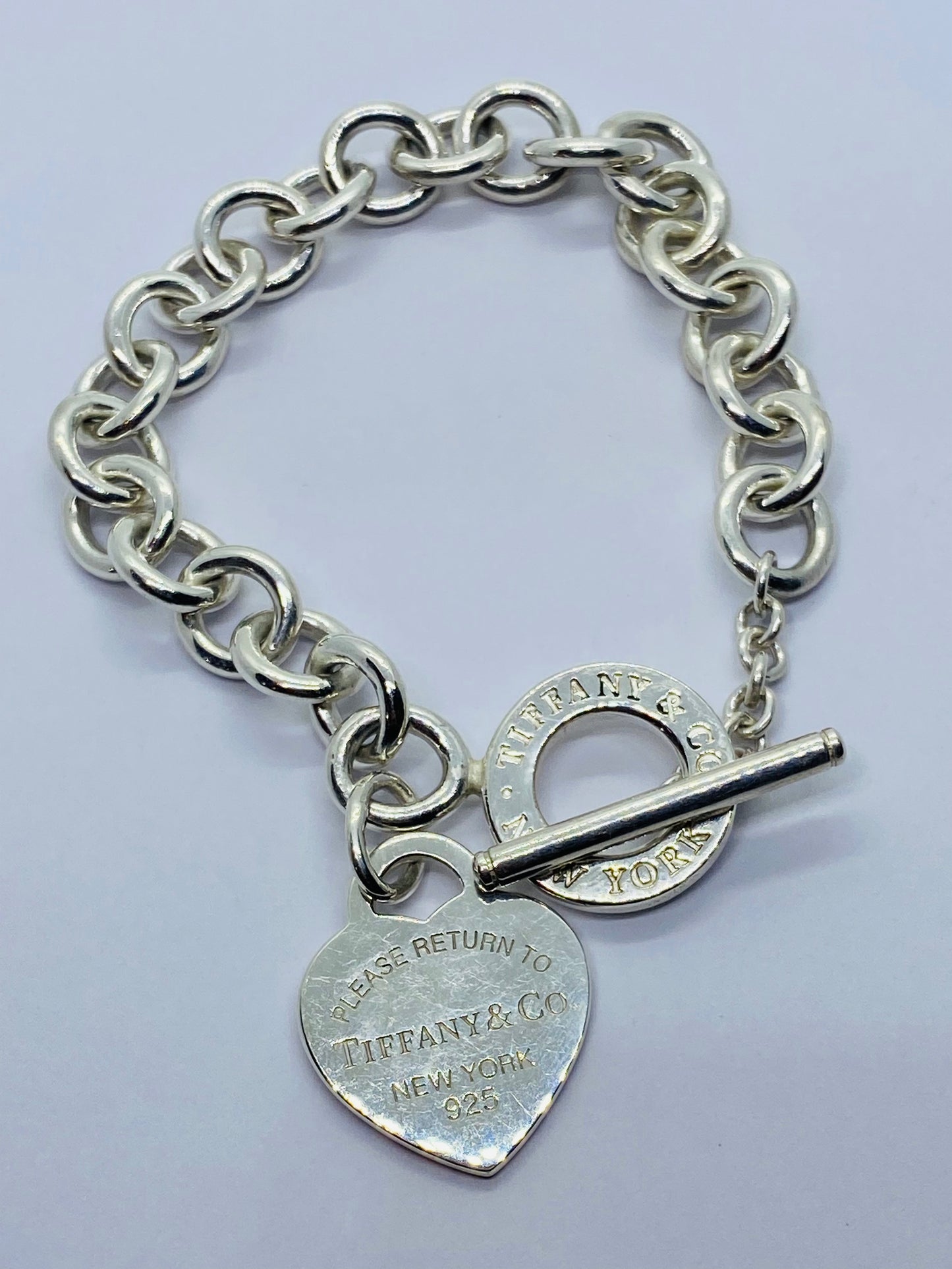 $575 Return To Tiffany & Co 7.5" New Version Toggle Heart Bracelet Silver