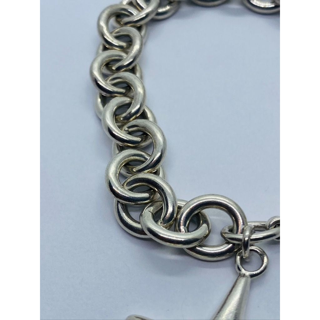 Tiffany & Co Sterling Silver Starfish Turquoise Round Link Bracelet Authentic