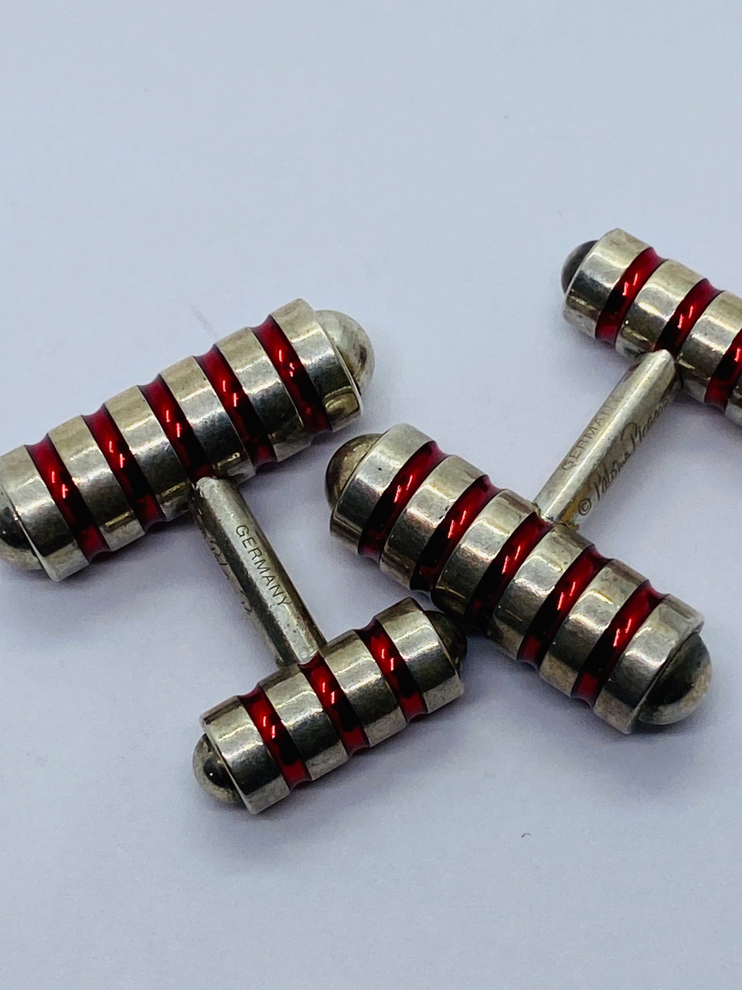Tiffany & Co Paloma Picasso Sterling Silver Cobalt Red Enamel Cuff Links