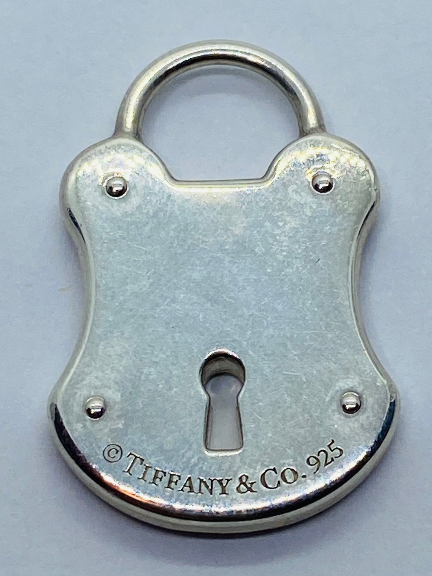 Tiffany & Co Large 925 Sterling Silver Lock Key Hole Charm Pendant 28x18mm