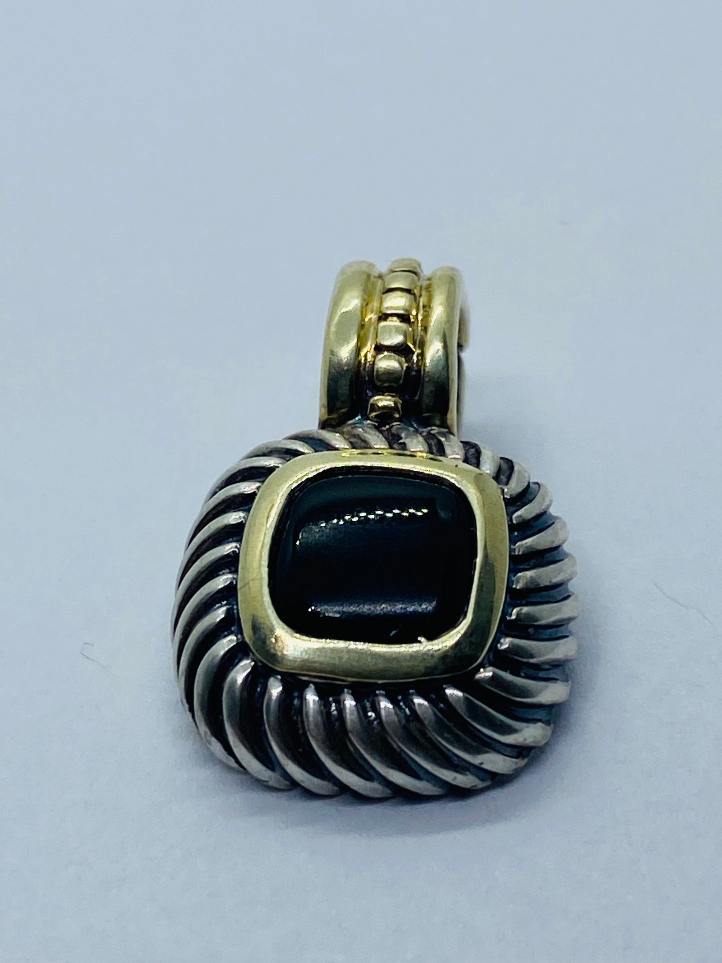 DAVID YURMAN 14KT GOLD & STERLING SILVER ALBION BLACK ONYX ENHANCER PENDANT