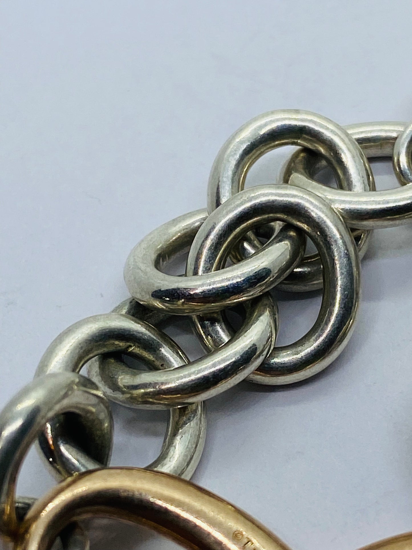 Rare Tiffany and Co sterling silver Rubedo infinity bracelet Chunky 7.75 Box/pouch