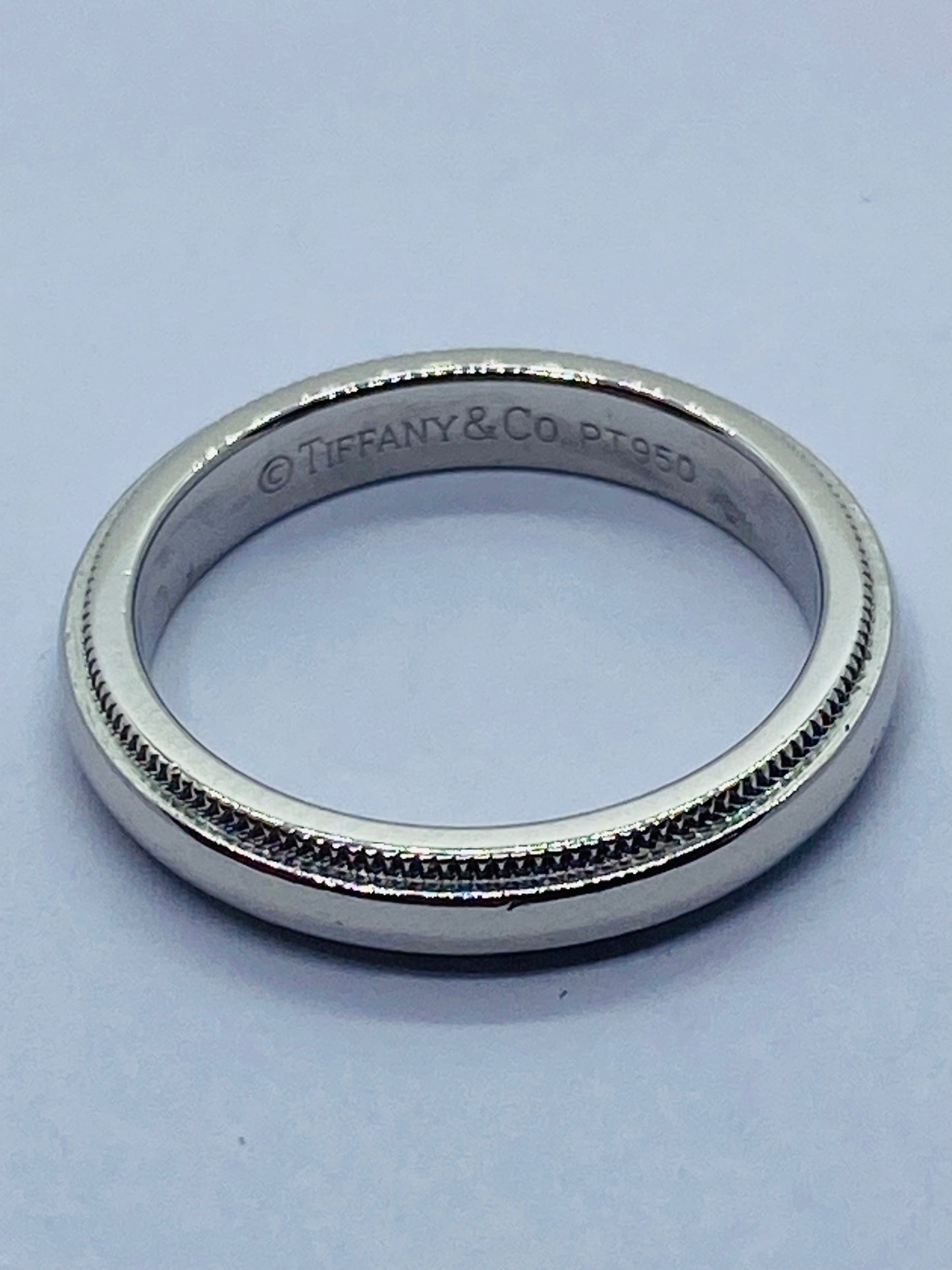 TIFFANY & CO PLATINUM 950 Double MILGRAIN WEDDING BAND 3MM SIZE 4