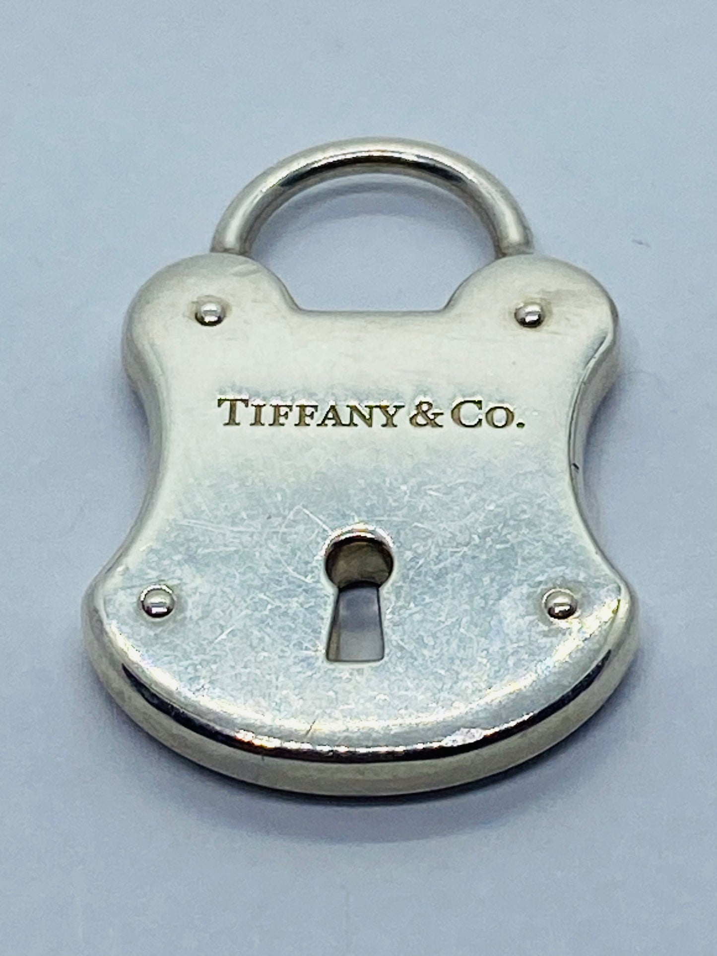 Tiffany & Co Large 925 Sterling Silver Lock Key Hole Charm Pendant 28x18mm