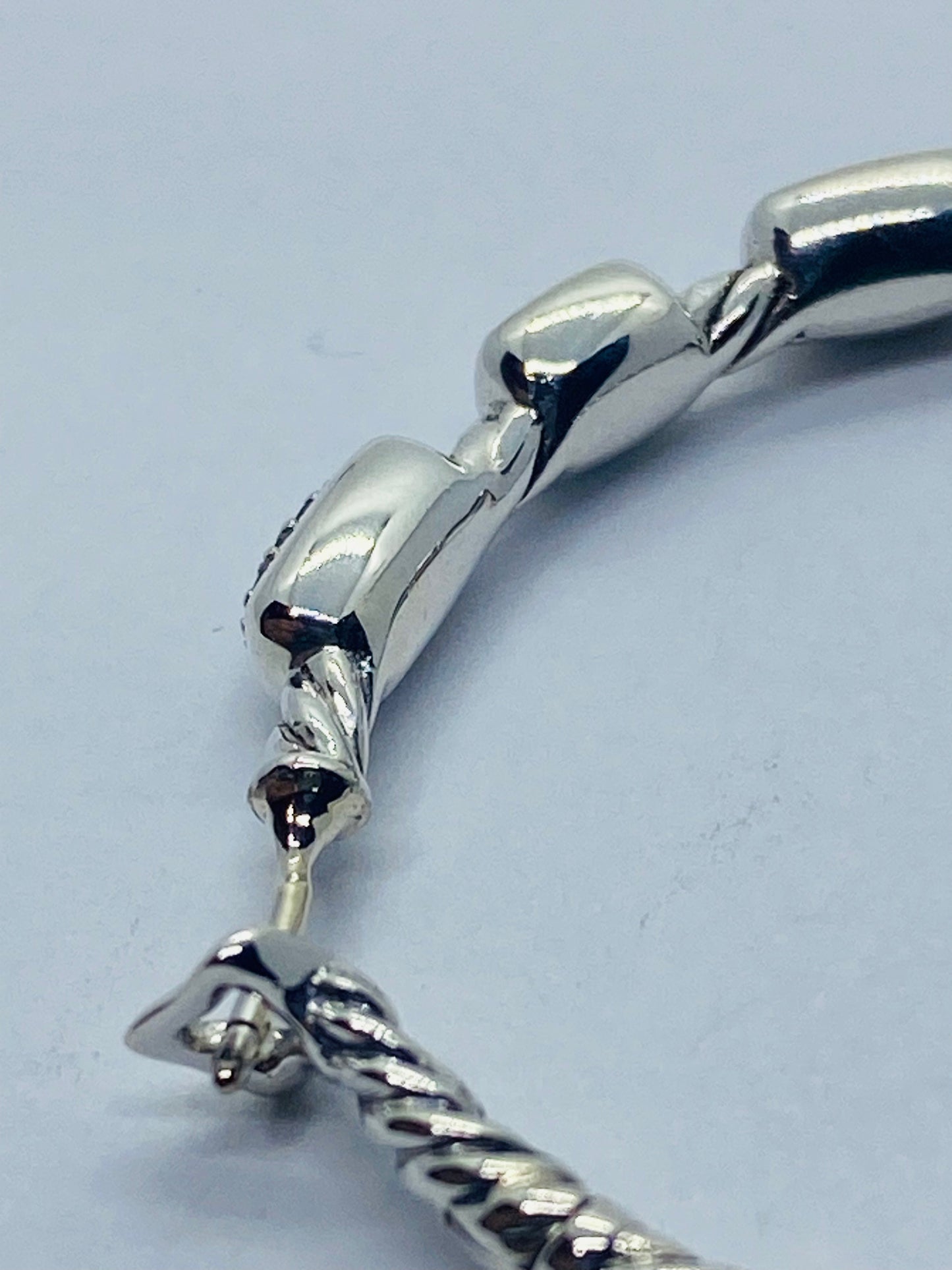 DAVID YURMAN STERLING SILVER 1.25'' Confetti Diamond HOOP Earring. SINGLE 1