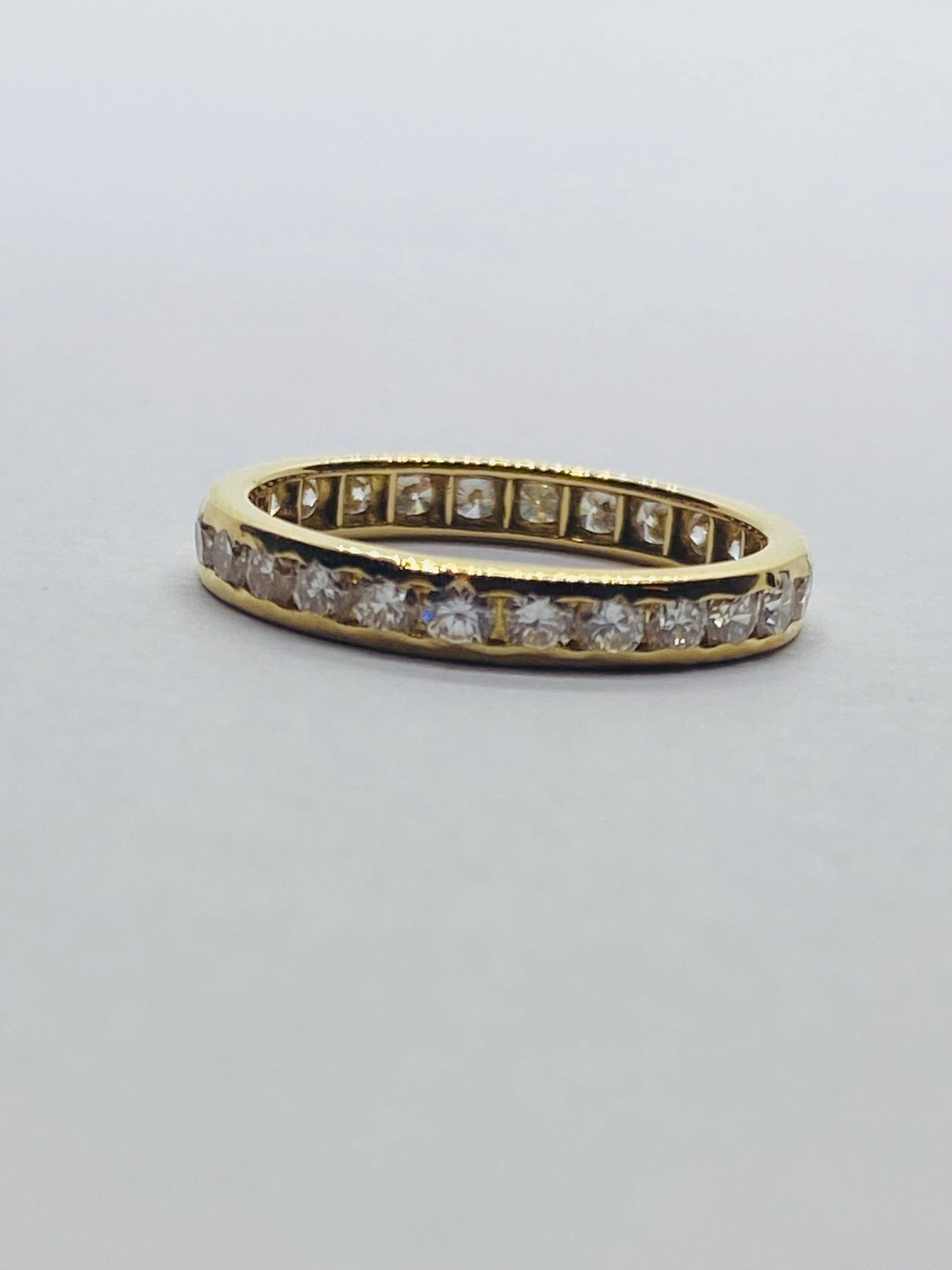 Tiffany & Co Round Diamond Channel Set Eternity Band Yellow Gold Size 5.5 .78Ct