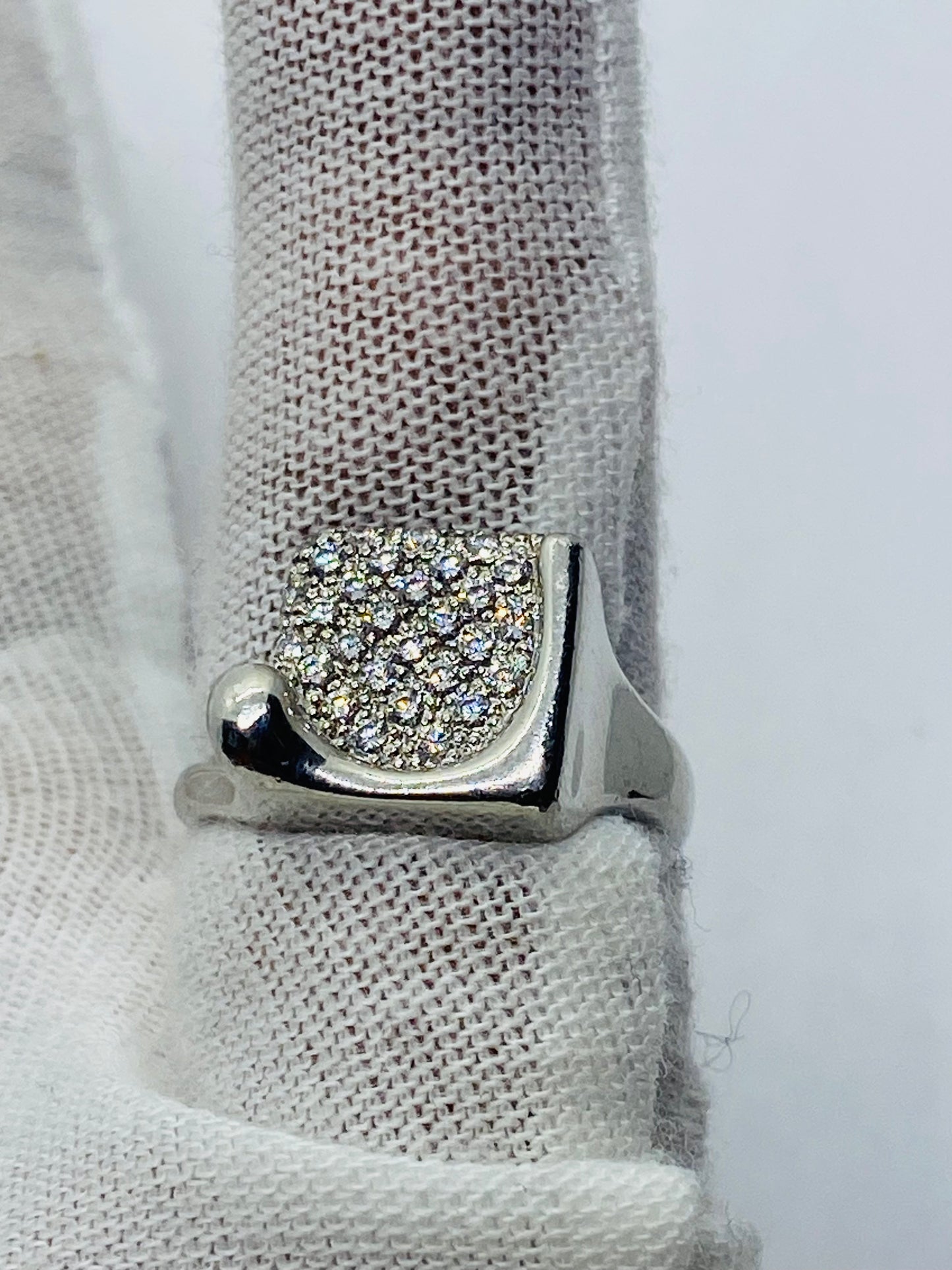 TIFFANY & CO ELSA PERETTI PLATINUM SQUARE SPLASH DIAMOND RING .95CT SIZE 6