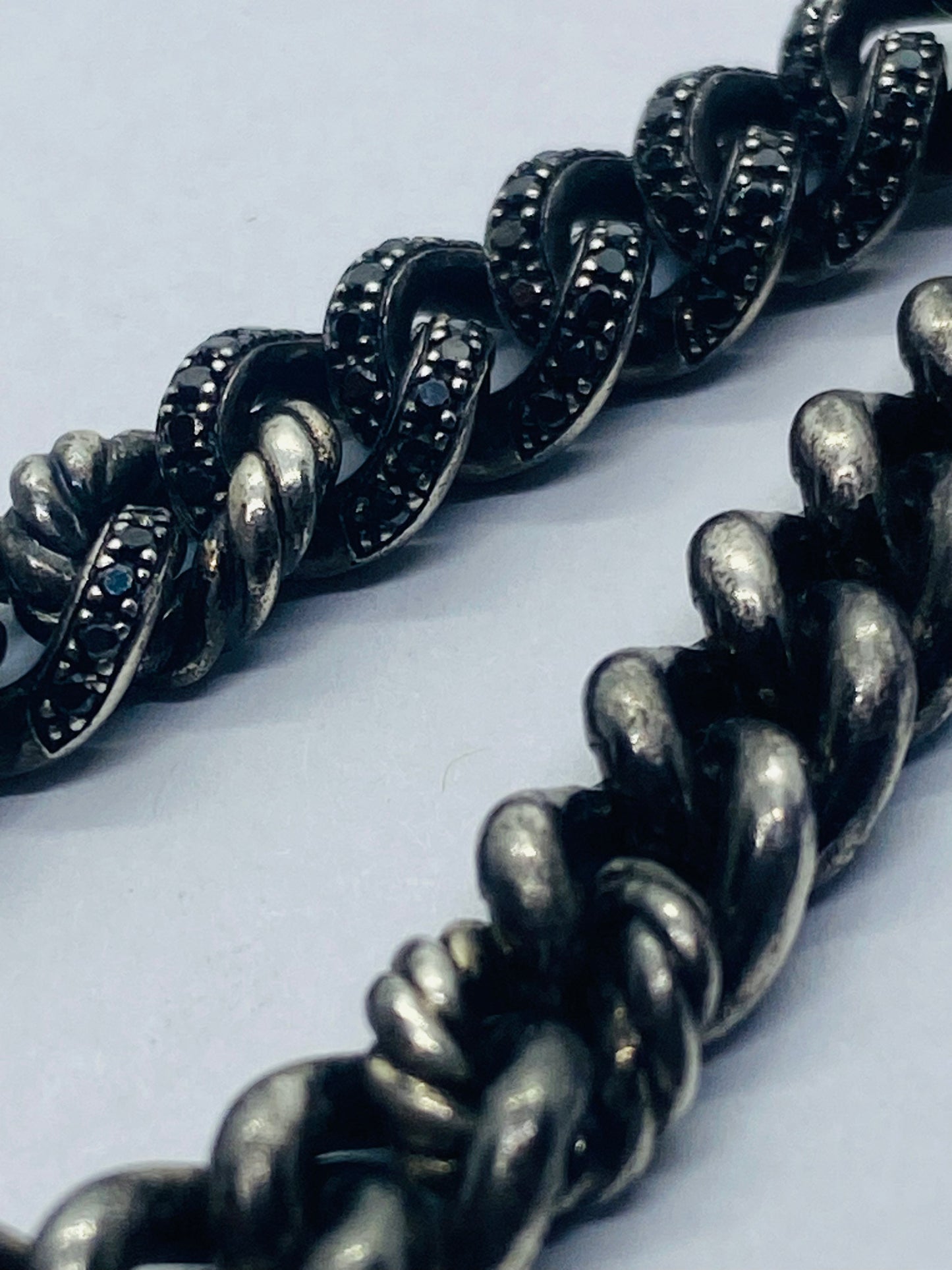 $4200 David Yurman Sterling Silver BraceletBlack Pave Diamonds 6.5” 6.4mm