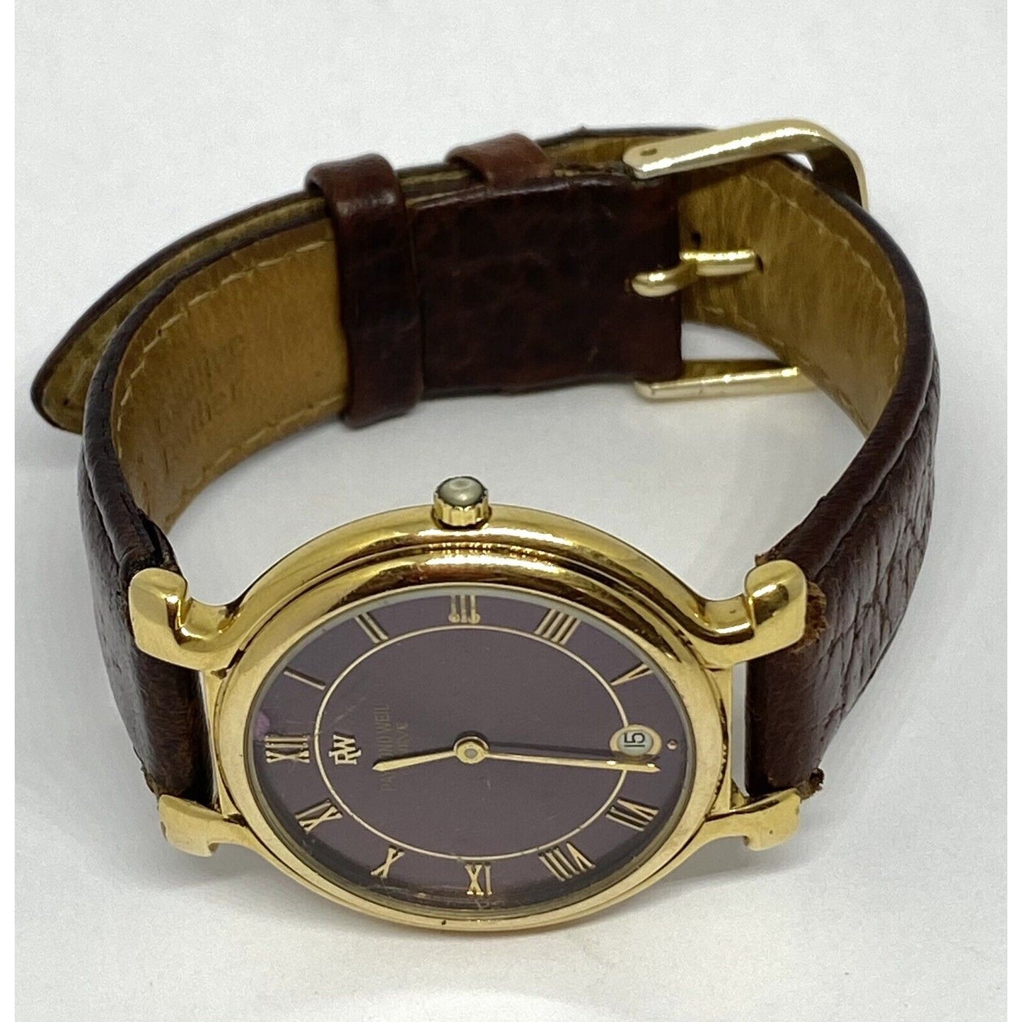 RAYMOND WEIL Unisex 32MM CASE 18K ELECTROPLATED PURPLE DIAL WITH DATE WATCH 9136