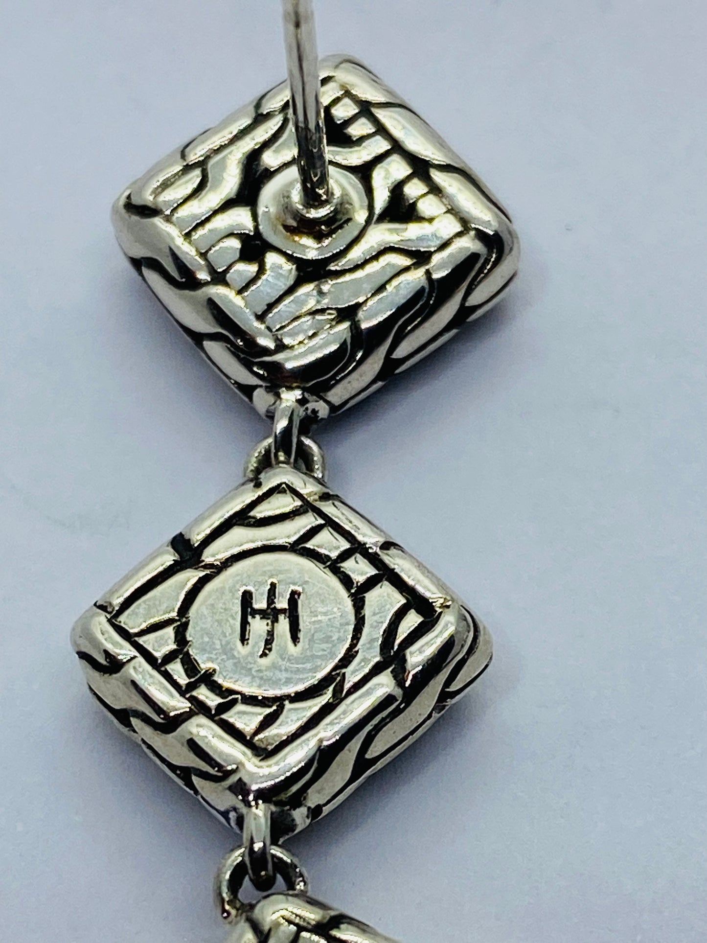 $550 John Hardy Sterling Silver Palu Collection Four Square Drop Earrings