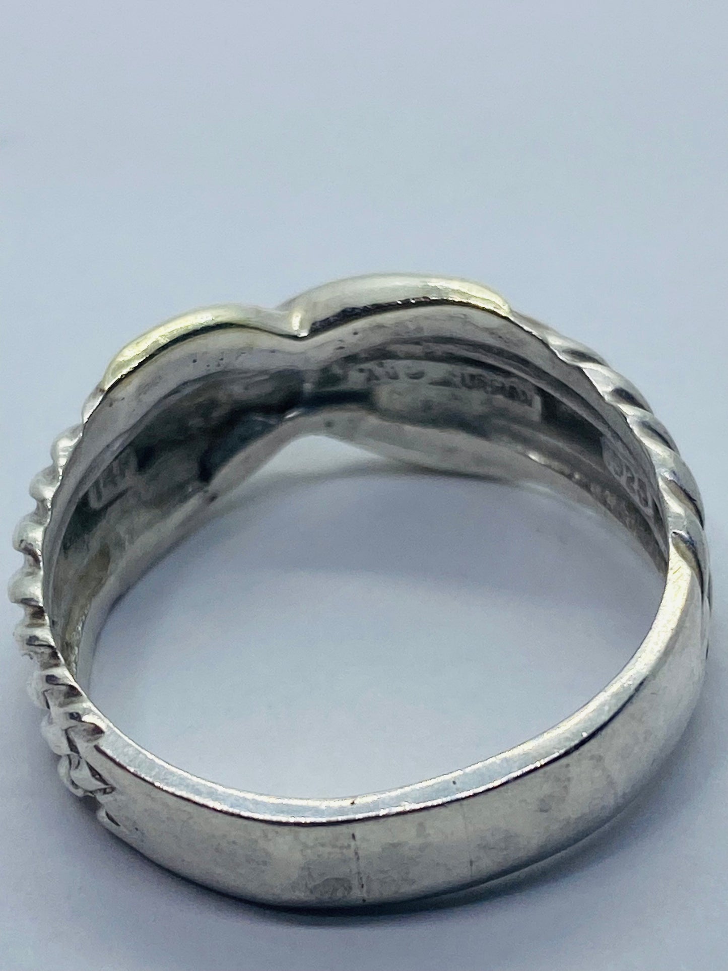 Ring David Yurman Sterling & 14K Gold Triple Cable Band Crossover 'X' 11.25 READ