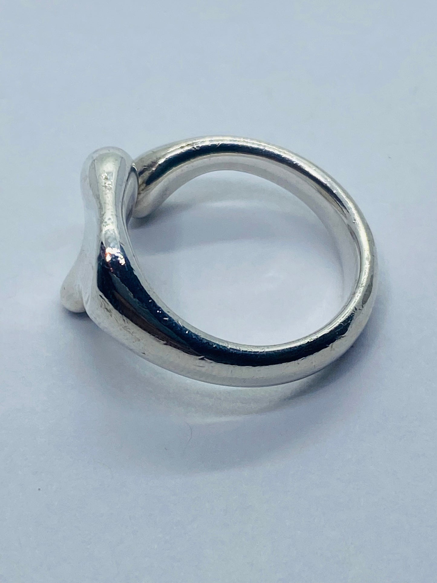 Tiffany & Co. Elsa Peretti Sterling Silver Full Heart Diamond Ring, Size 6.0