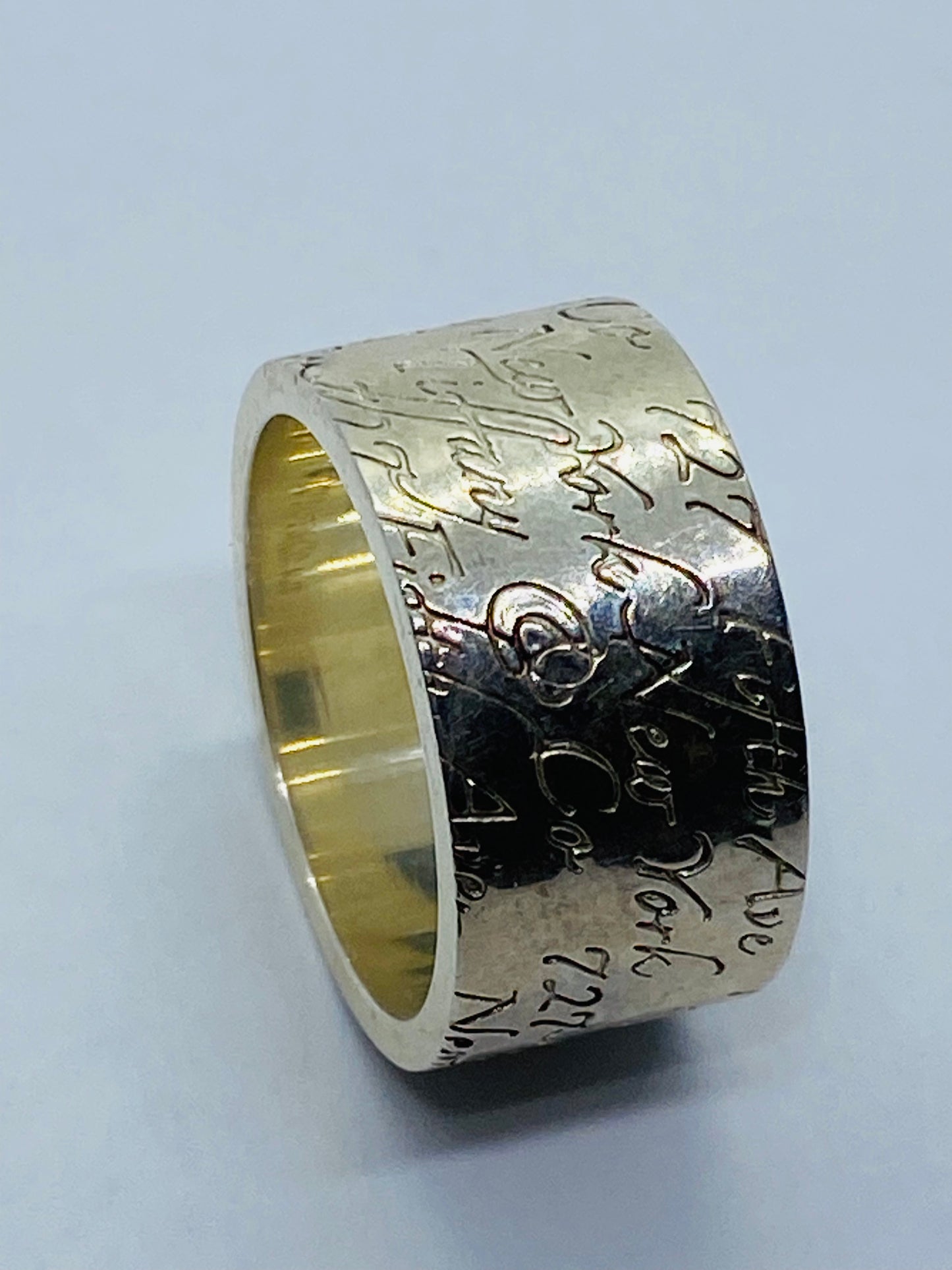 Tiffany & Co Silver Wide Notes Fifth Ave Ring Size 6.