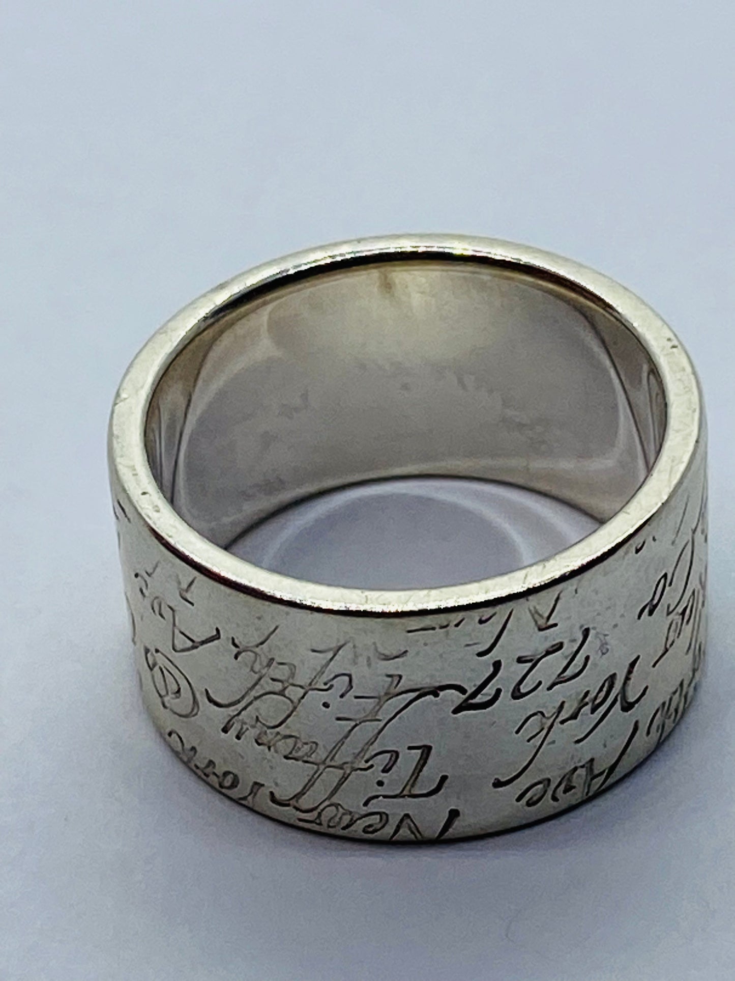 Tiffany & Co Silver Wide Notes Fifth Ave Ring Size 5.5 10mm Wide
