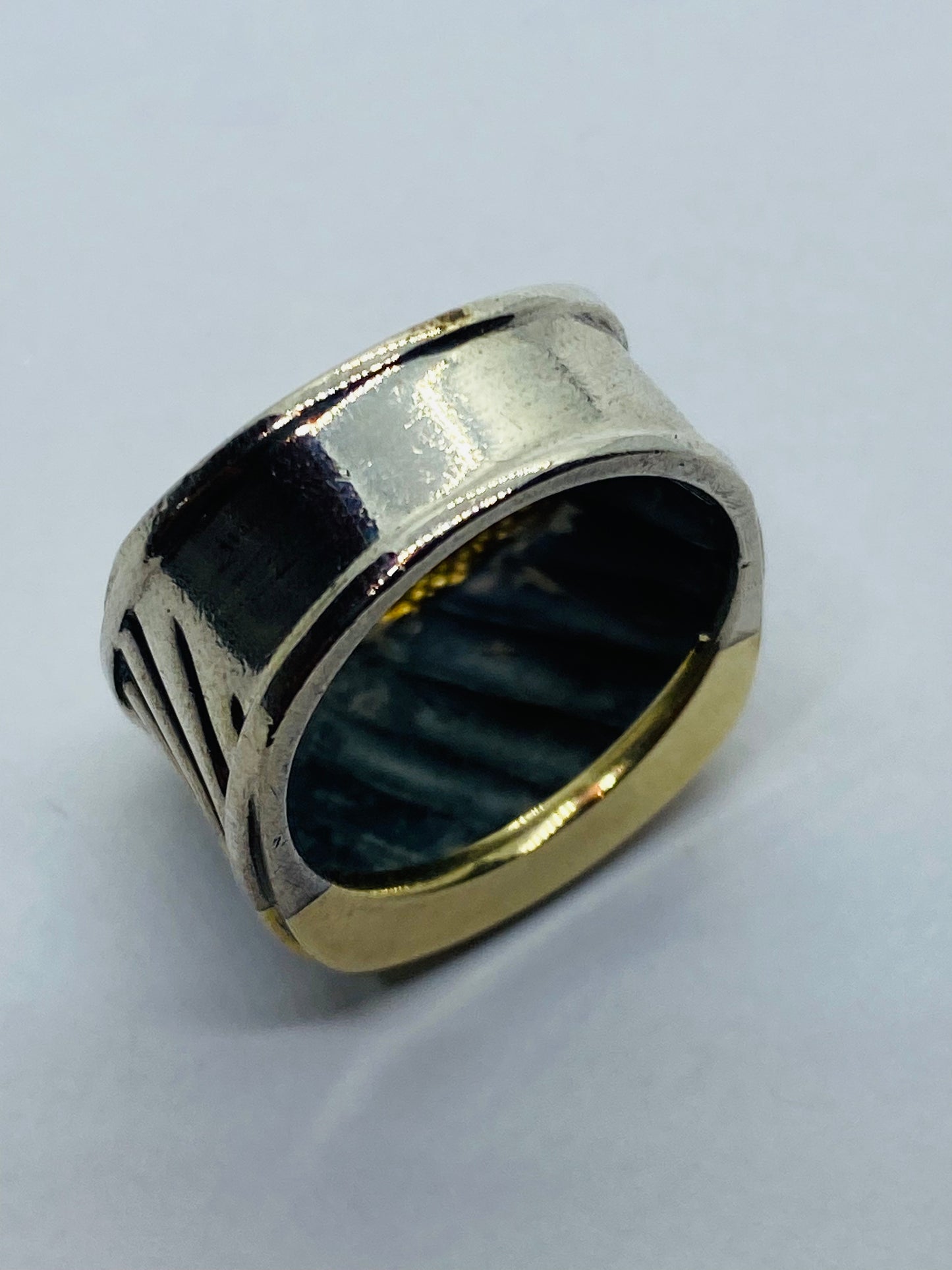 David Yurman Thoroughbred Ring 14K Gold Sterling Silver Cigar Cable Size 5.75