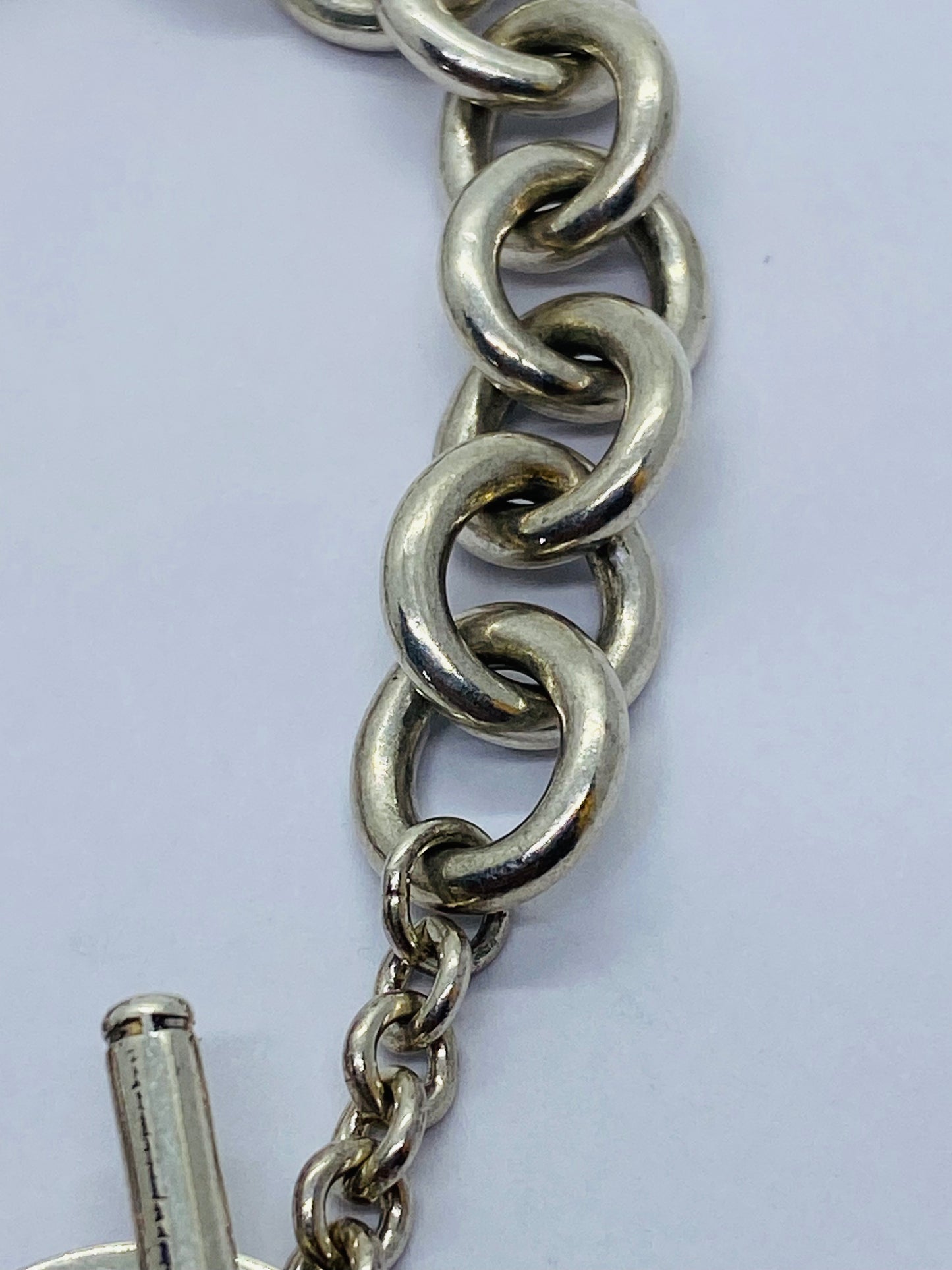 Return To Tiffany & Co 7.75” New Version Toggle Love Heart Bracelet Silver w Box