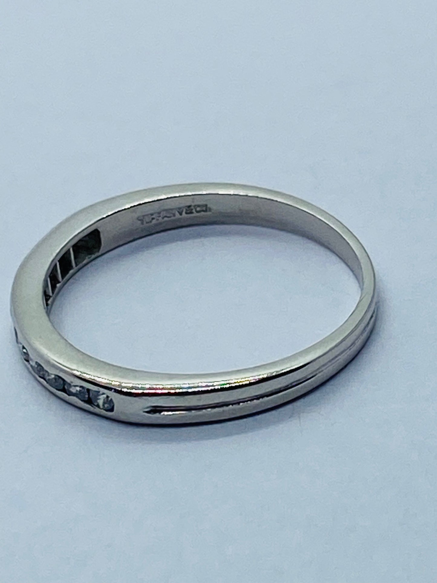 Tiffany & Co Platinum Channel Set Round Diamond 2mm Wedding Ring Band 6