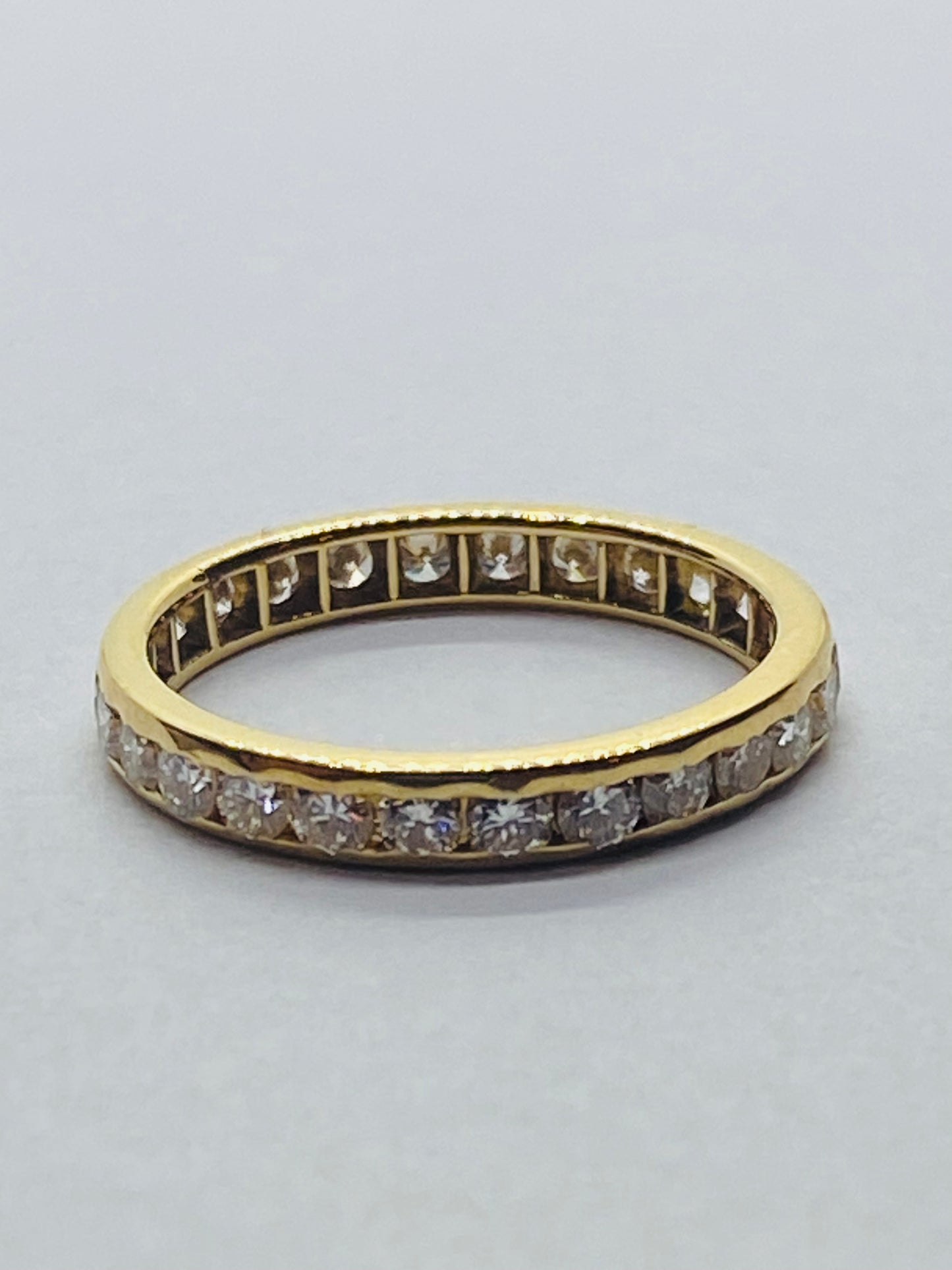 Tiffany & Co Round Diamond Channel Set Eternity Band Yellow Gold Size 5.5 .78Ct