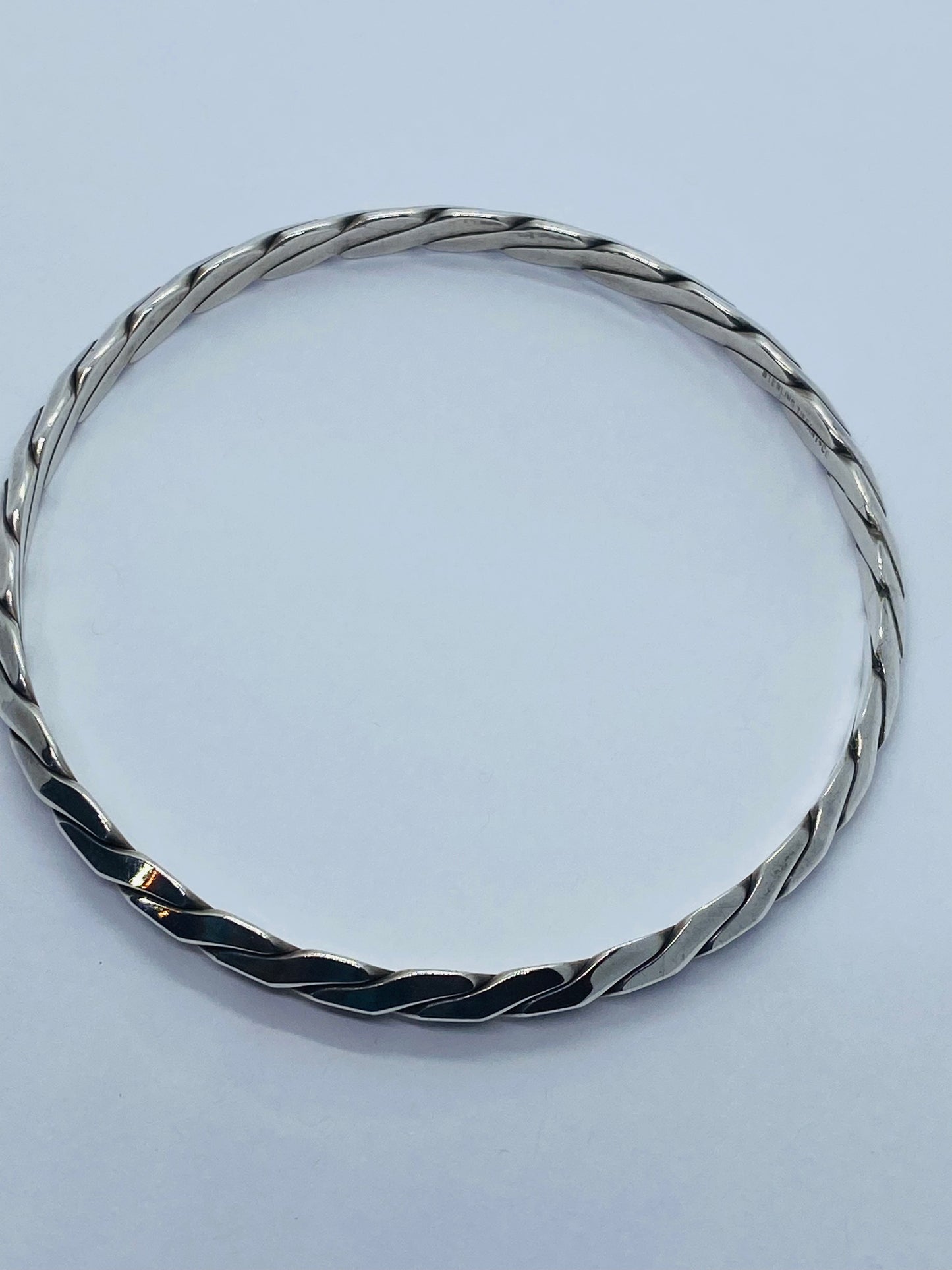 Tiffany & Co. Sterling Silver 925 Twist Braided Knife Edge Bangle Bracelet 8”