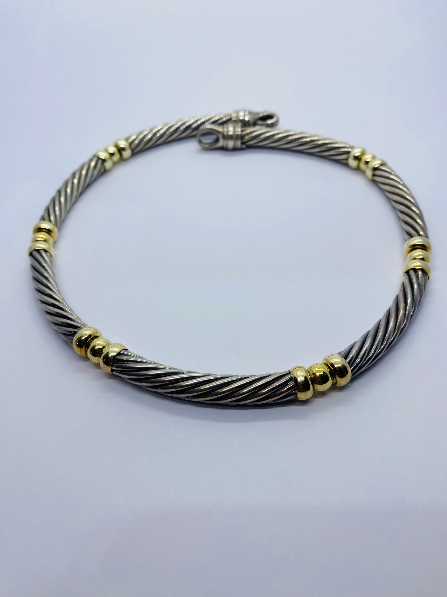 DAVID YURMAN 14K GOLD & SILVER 6 STATION CABLE NECKLACE 16.5” 50 GRAMS 5MM CABLE