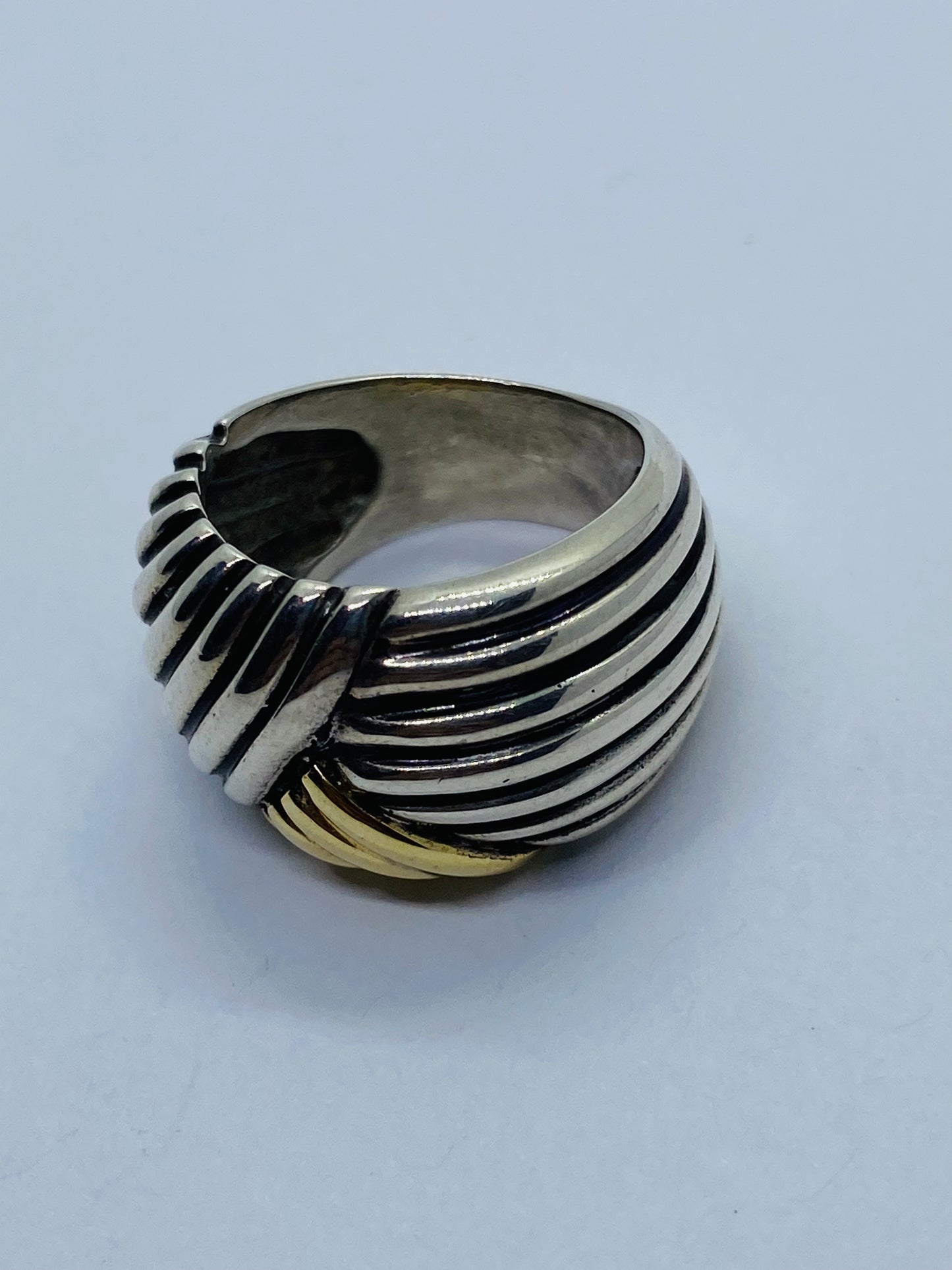 Vintage Tiffany & Co. 14K Gold and Sterling Silver Dome Ring Size 6.75