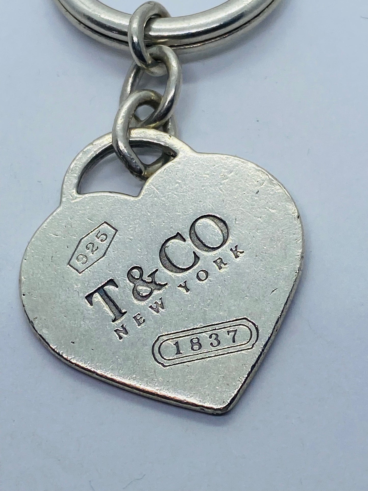 Rare Tiffany & Co Vintage Sterling Silver T & Co New York Heart 1837 Key Chain