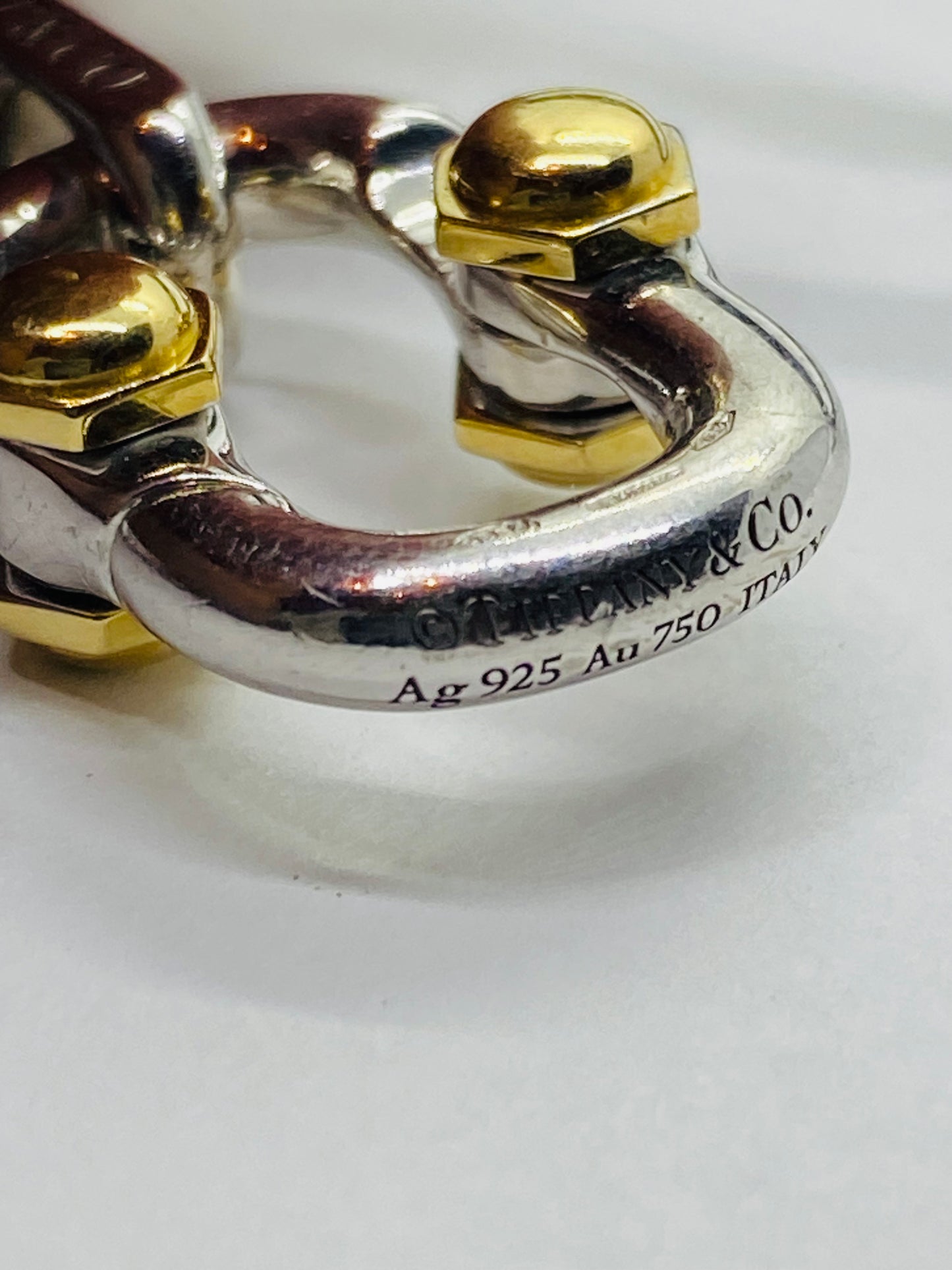 Tiffany & co. 1837 Makers Black leather cord Sterling and 18k Bracelet 14.25”