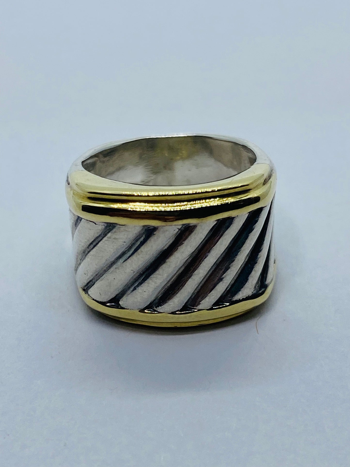 David Yurman Thoroughbred Ring 14K Gold Sterling Silver Cigar Cable Size 5.25