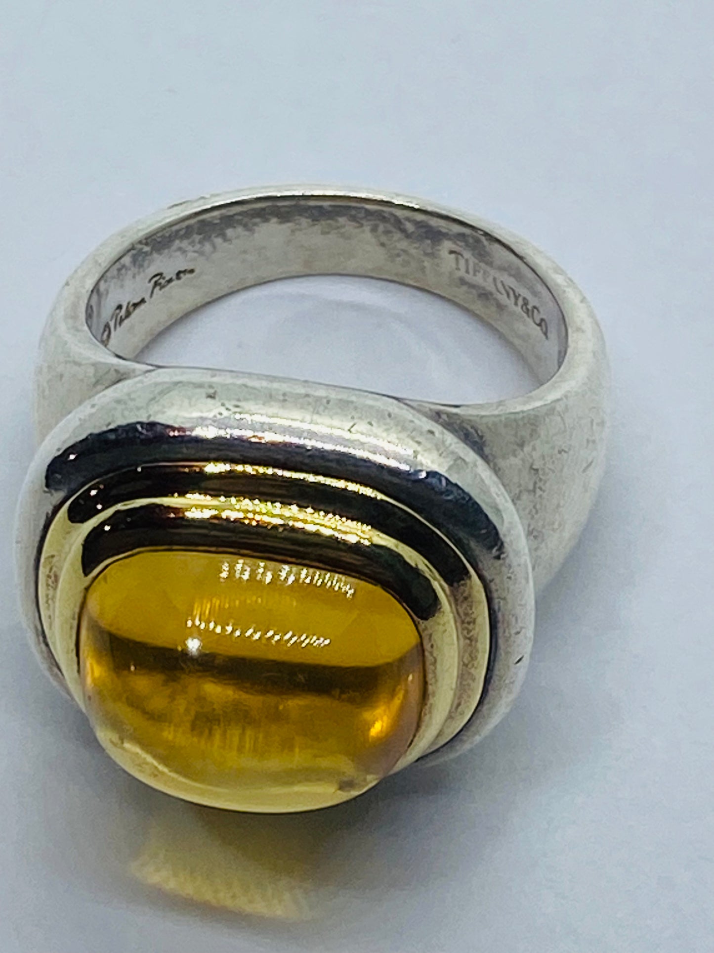 Tiffany & Co Sugar Loaf PALOMA PICASSO Sterling Silver 18k 750 Gold Citrine Ring