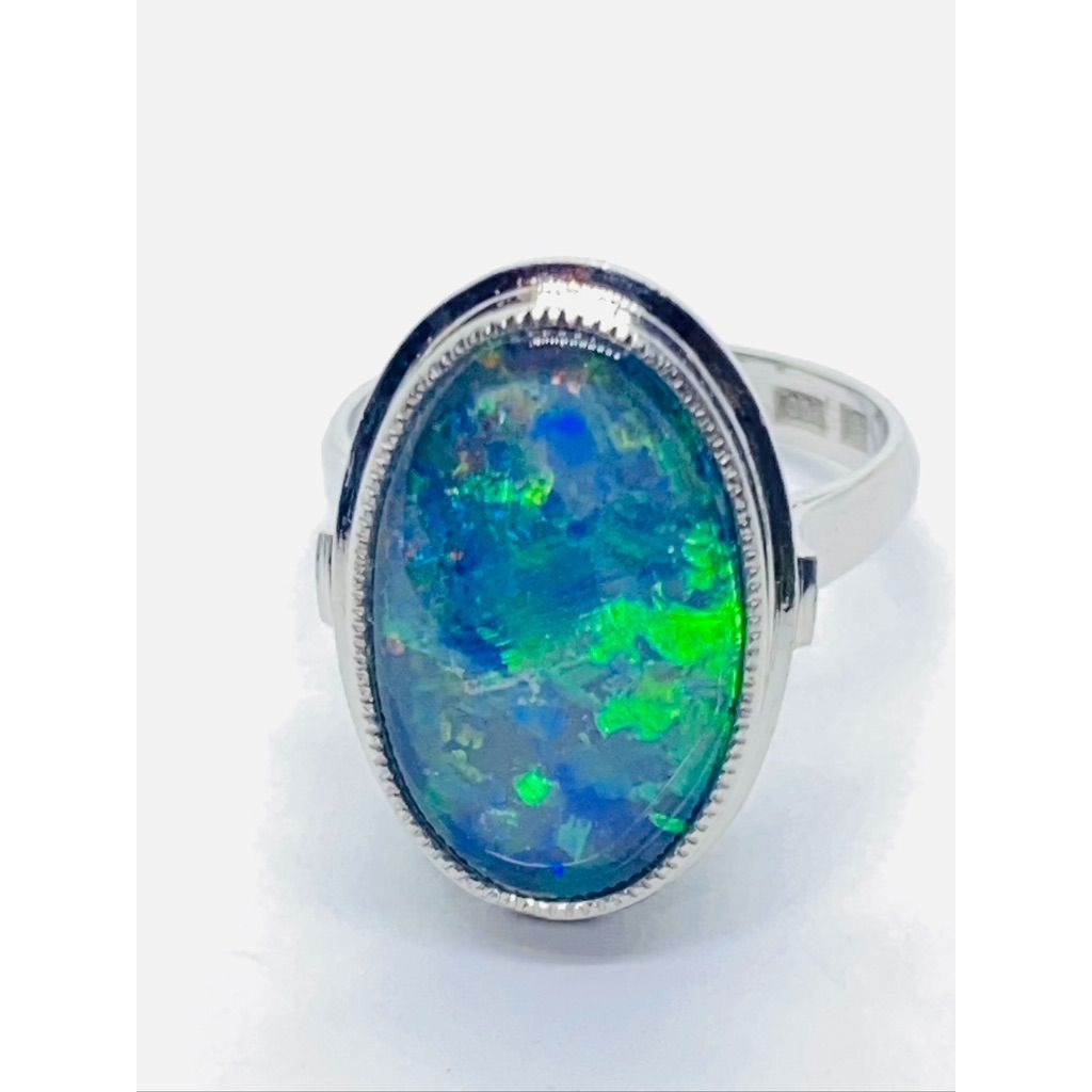 Platinum Woman Multicolor Oval Opal Size 5