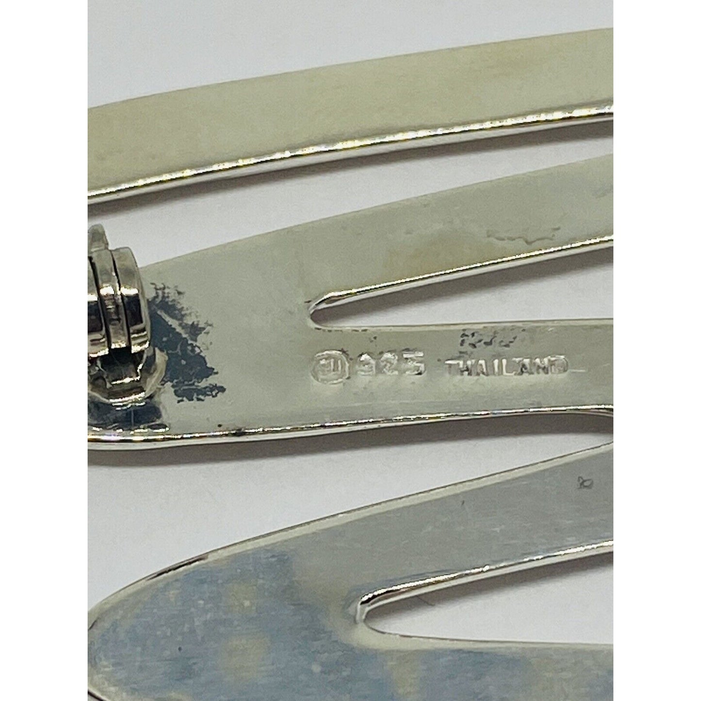 Vintage Sterling Silver Scribble Zig Zag Brooch Pin Pendant, Signed Thailand 925
