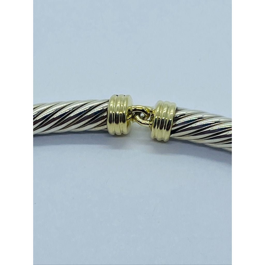David Yurman Sterling Silver & 14k Yellow Gold Choker Collar Necklace 5MM