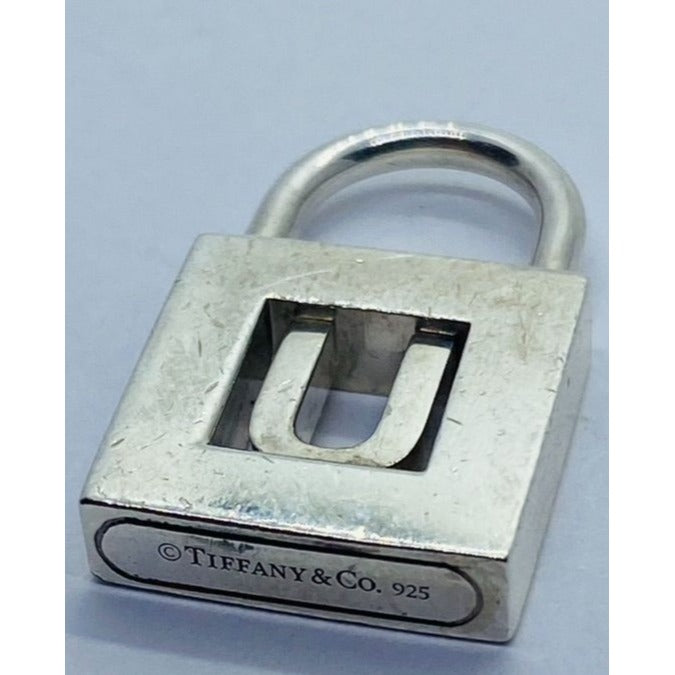 Tiffany & Co Letter U Initial Padlock Charm Pendant Opens Closes