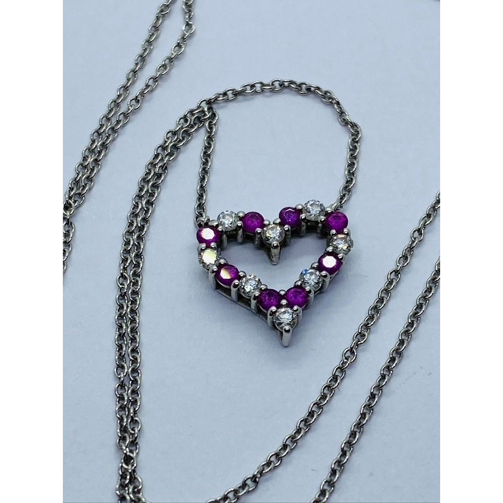 Tiffany & Co Pink Sapphire Diamond Platinum Necklace 16"
