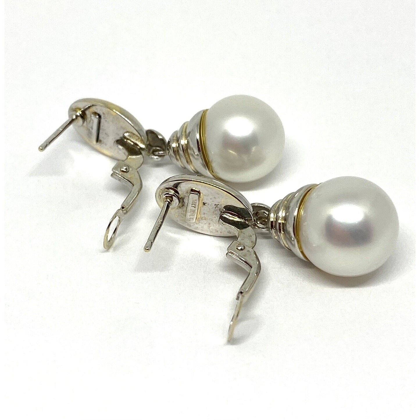 Estate Pearl 14K Gold Dangle Earrings 11.5 Grams, 12 MM PEARLS