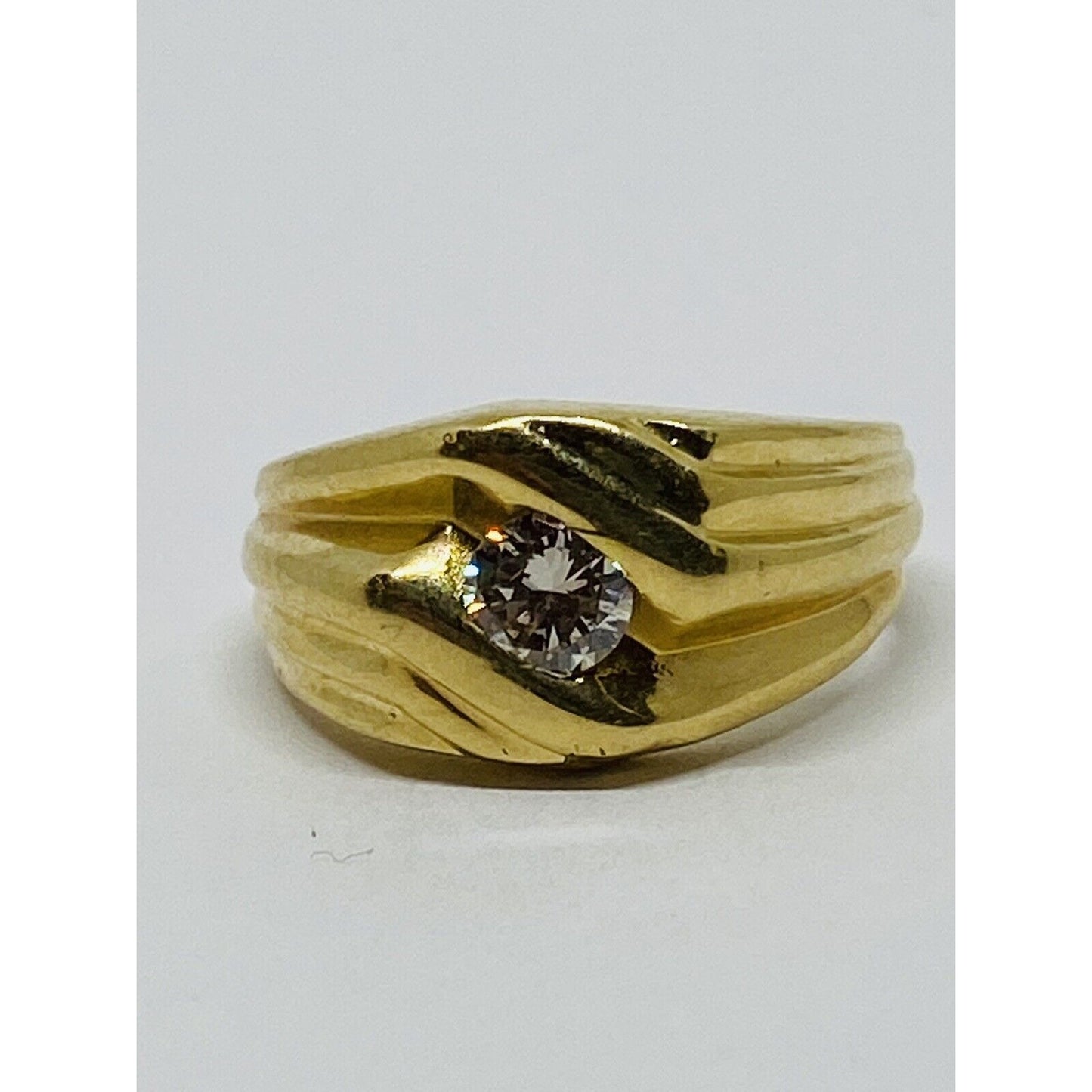 Mens 14k Yellow Gold 1/2 Ct Channel Set Diamond Solitaire Ring
