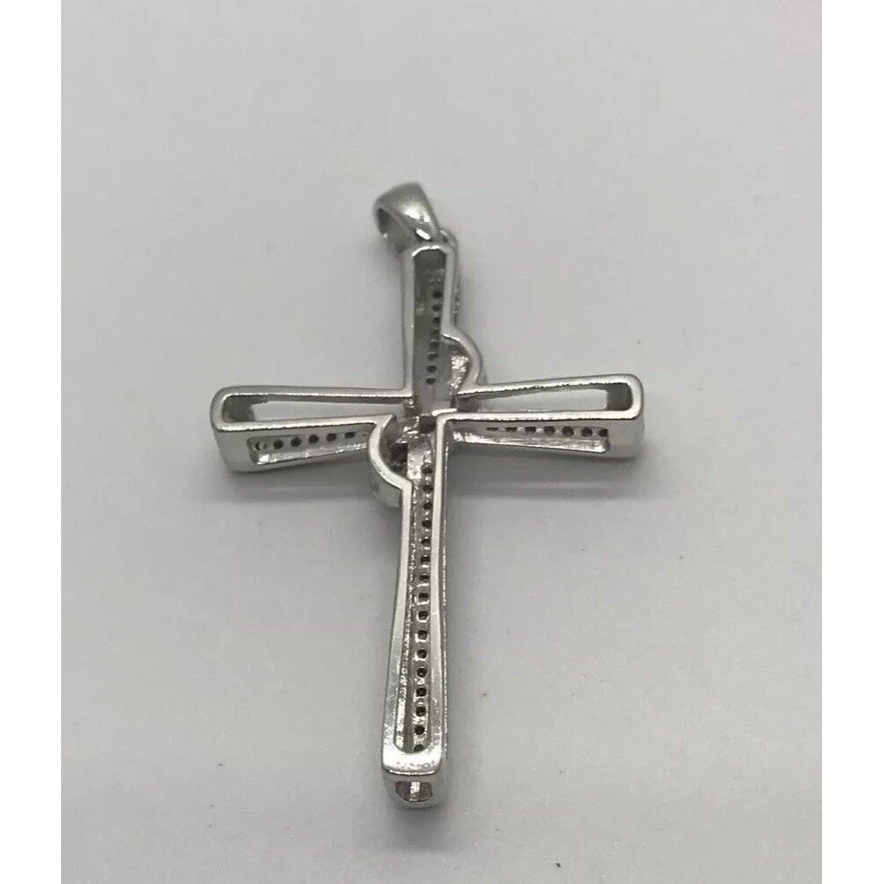 Unisex 14K White Gold Diamond Cross .30 TCW