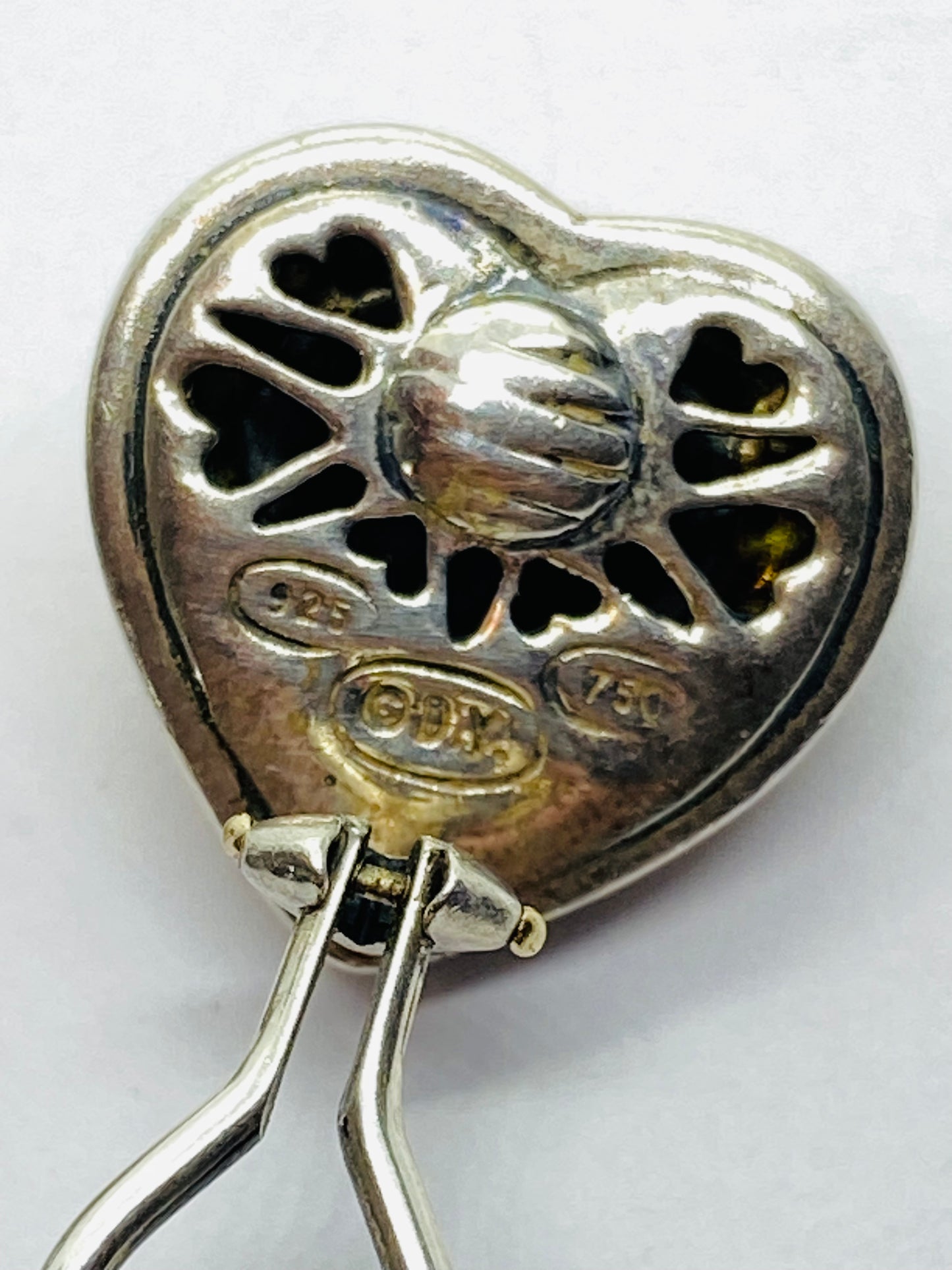 David Yurman Sterling & 18k Gold Thoroughbred Heart Cable Clip On Earrings
