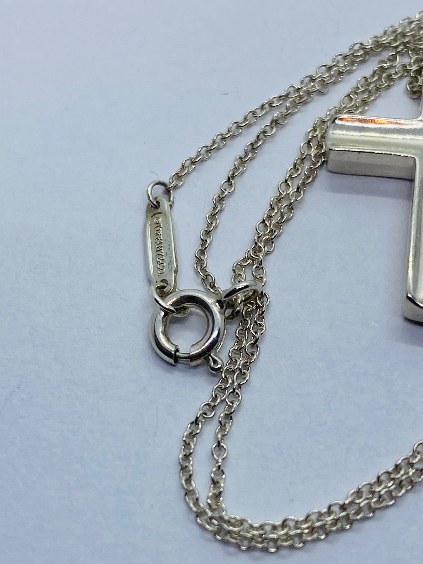 Tiffany & Co. Concave 925 Silver Cross Pendant Necklace 16.25” READ!