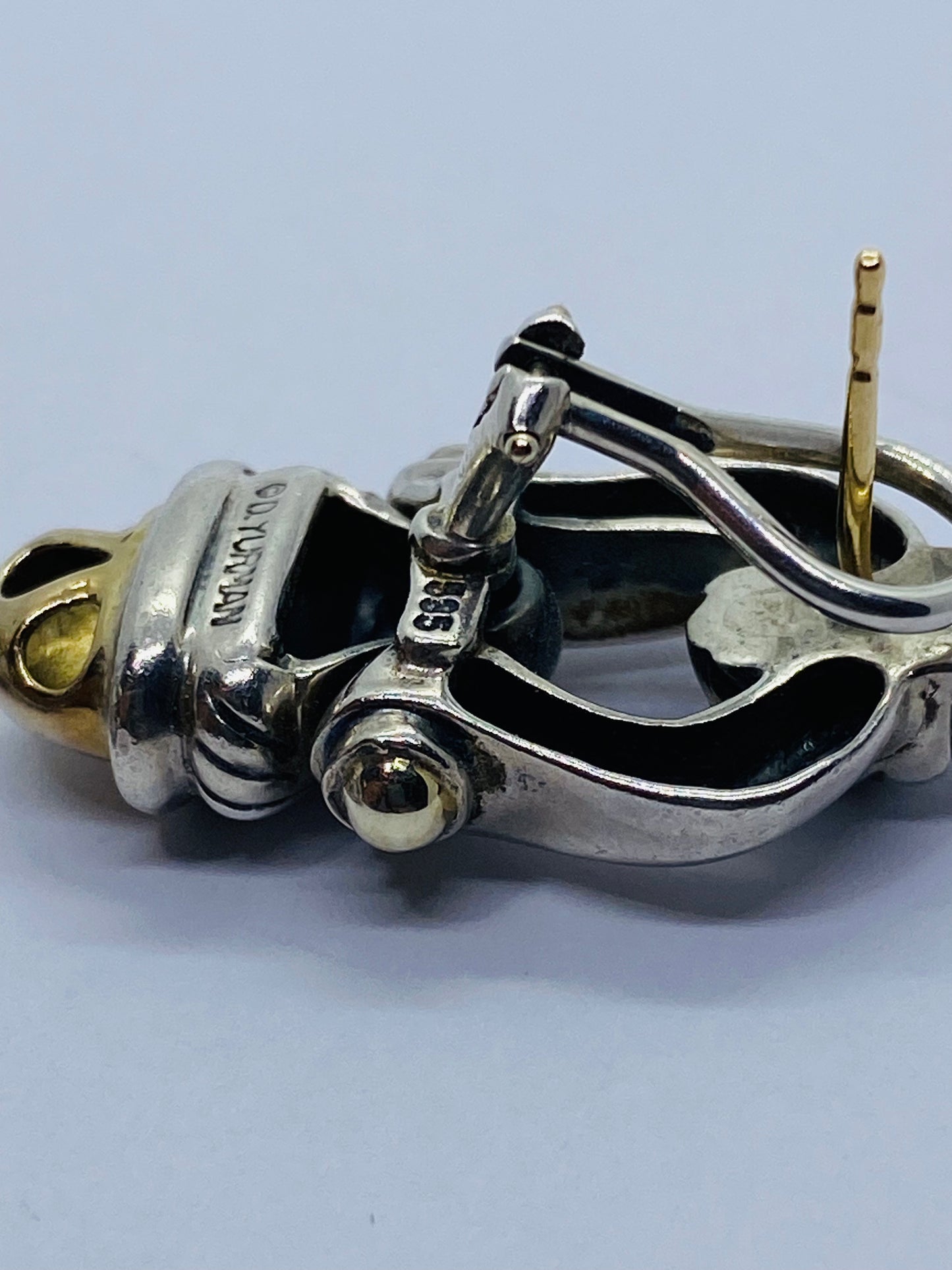 David Yurman Earrings Dangle Drop Acorn Cable Sterling Silver 925 14k Gold 585