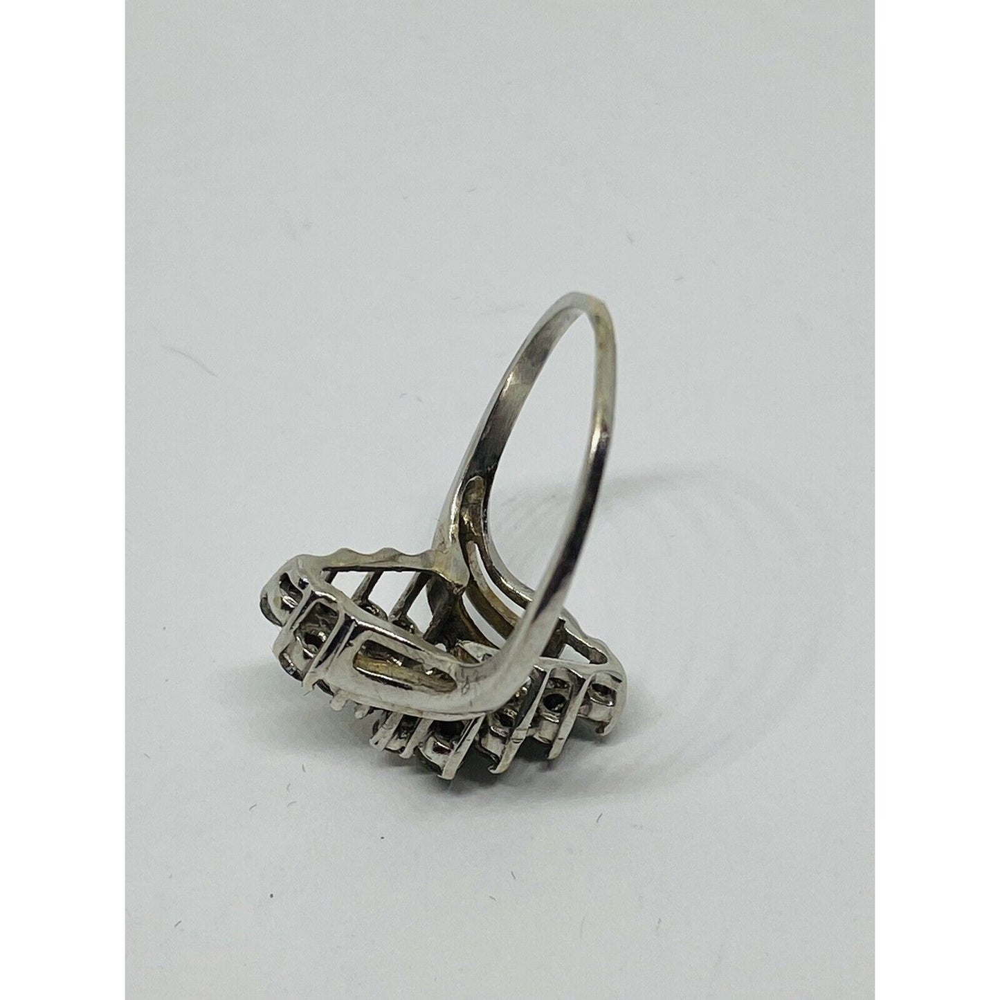 Vintage Estate 14k White Gold 1.28CTW Diamond Cluster Ring, Size 7.25
