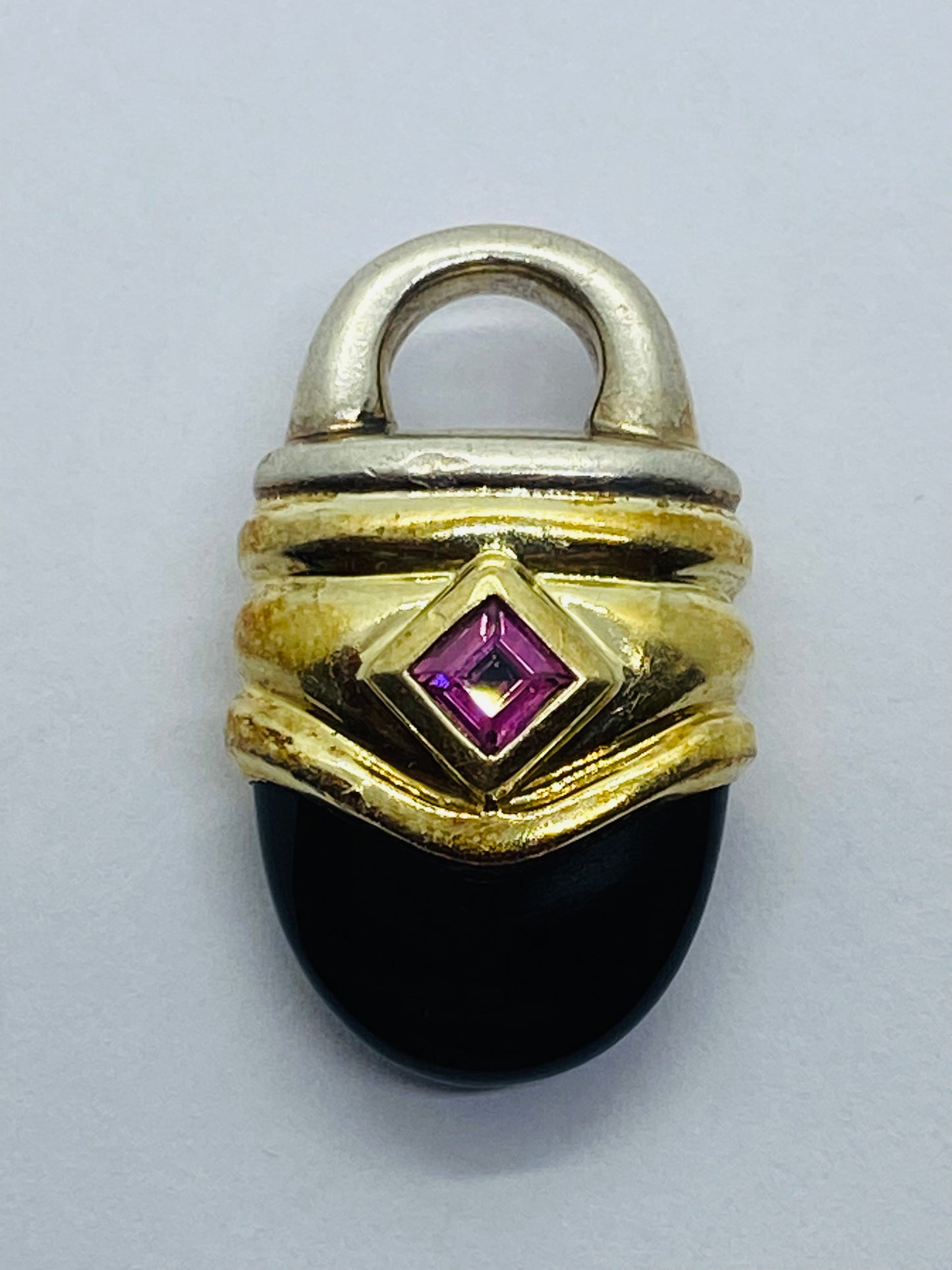 Rare David Yurman Tourmaline Black Onyx Renaissance Pendant in 14k Gold 925