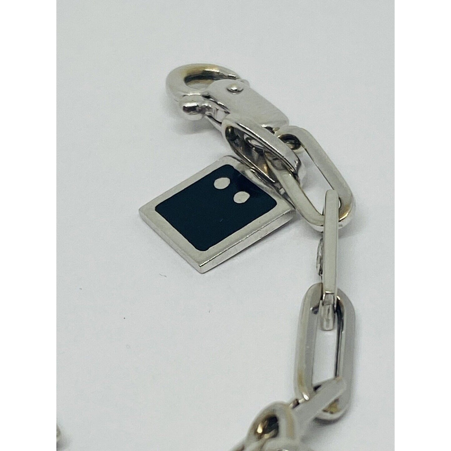 LA NOUVELLE BAGUE 0.22ct Diamond 18K Gold Square Charm Bracelet 7.25” RARE