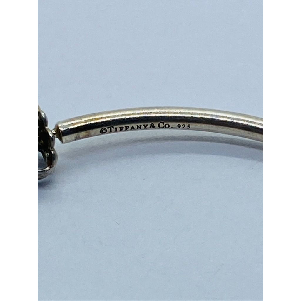 Tiffany & Co 2" Large Hoop Bezet Earrings Love Sterling Silver 925