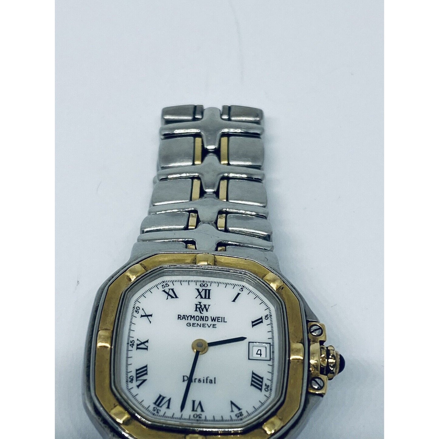 Raymond Weil Parsifal 9890 Ladies Quartz Watch 18K Gold/SS White Dial 27mm 6”