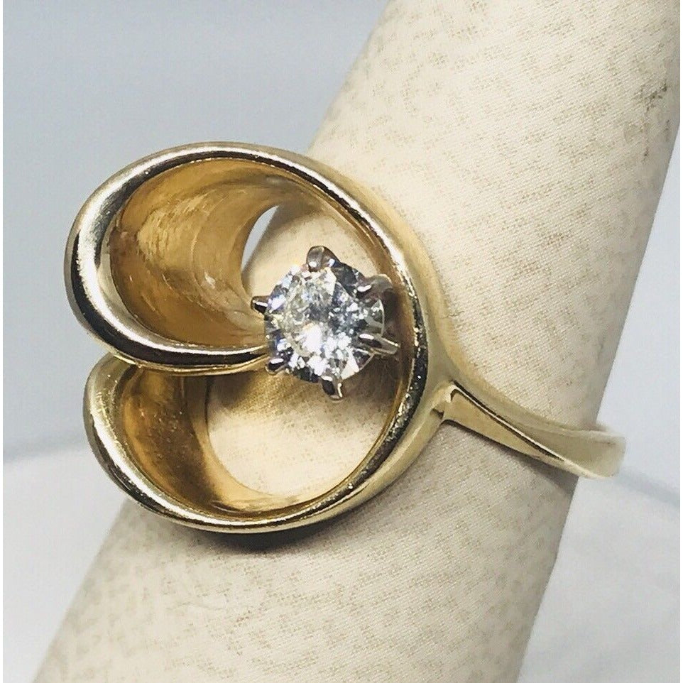 Signed Treasure .36 ct Round Diamond 14k Yellow Gold Ring