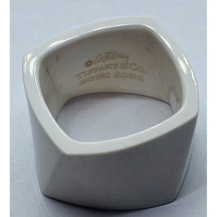 Tiffany & Co Frank Gehry Torque Wide Porcelain Ring Size 3.75