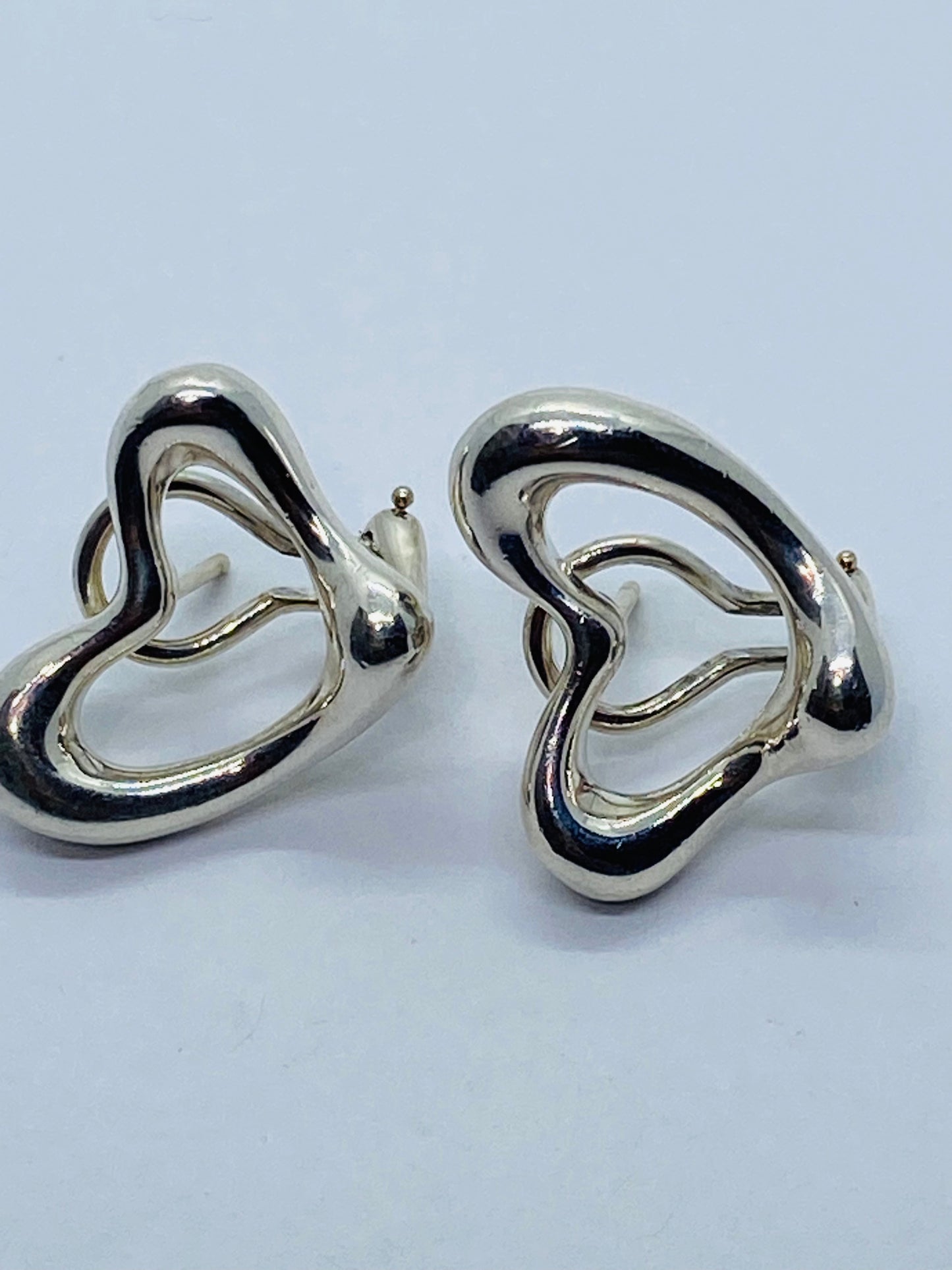 Tiffany & Co RARE Silver 925 Elsa Peretti Open Heart Clip On Earrings 18K Post