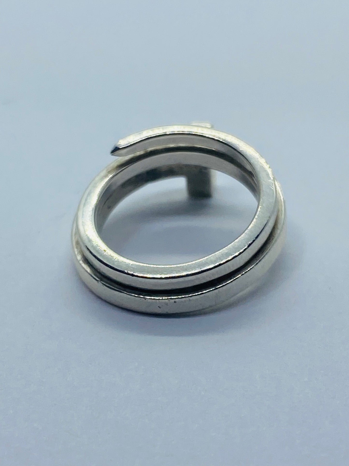 Tiffany & Co Sterling Silver T Square Wrap Ring Size 4 Pouch 11MM Wide