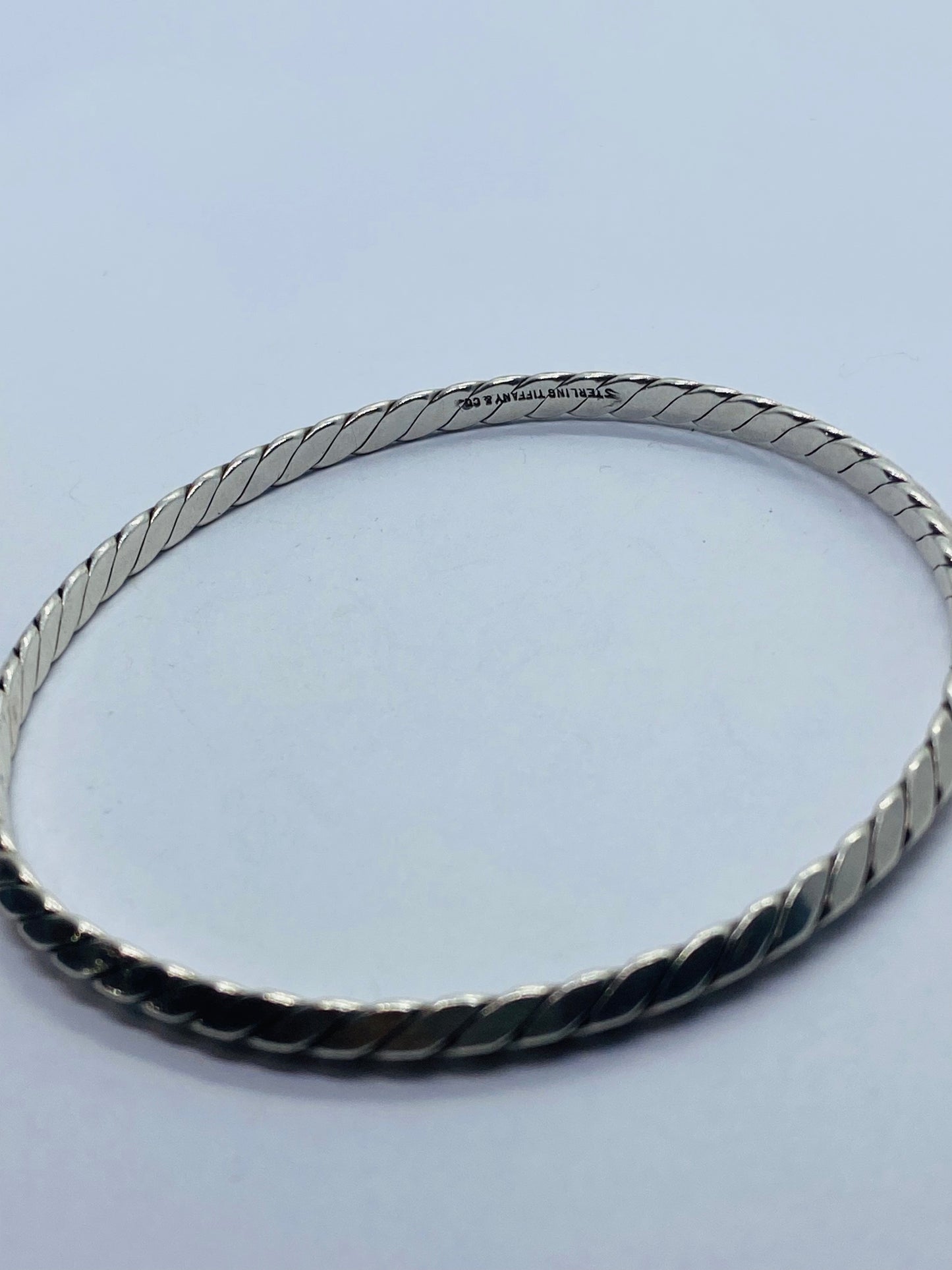 Tiffany & Co. Sterling Silver 925 Twist Braided Knife Edge Bangle Bracelet 7.75”